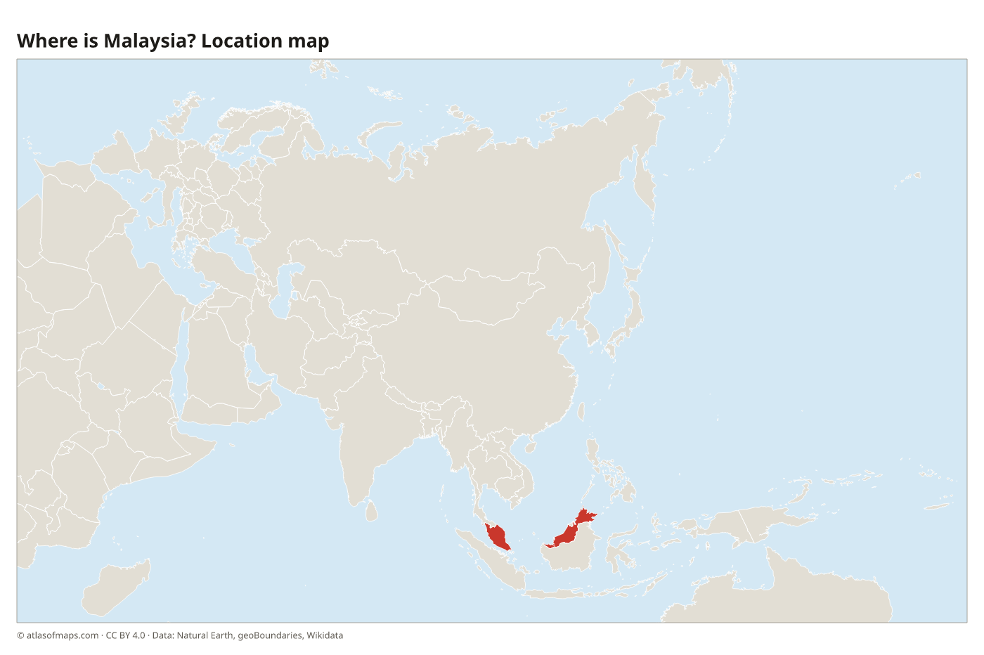 Where is Malaysia? Location map with Malaysia highlighted in red