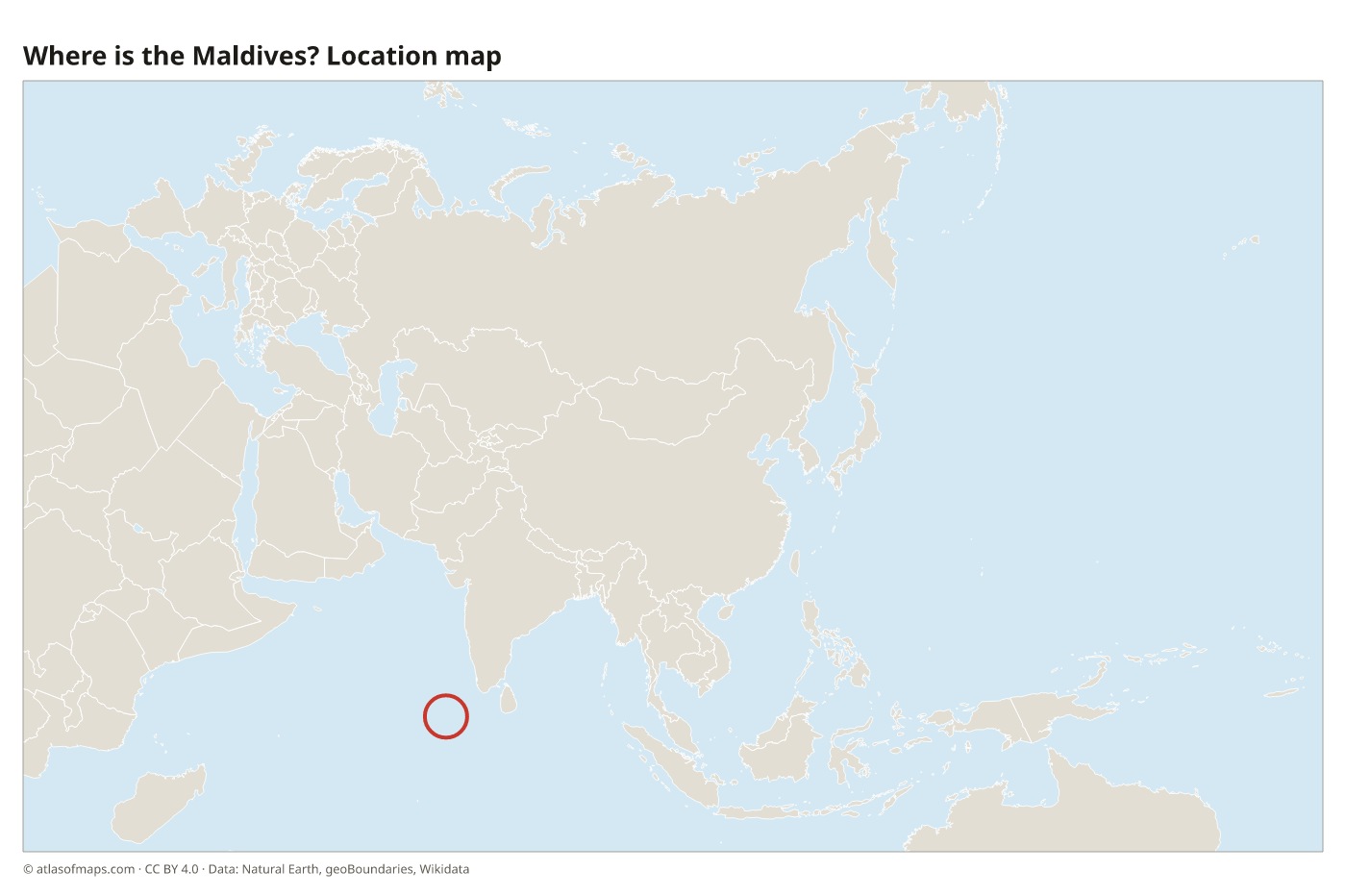Where is the Maldives? Location map with the Maldives highlighted in red