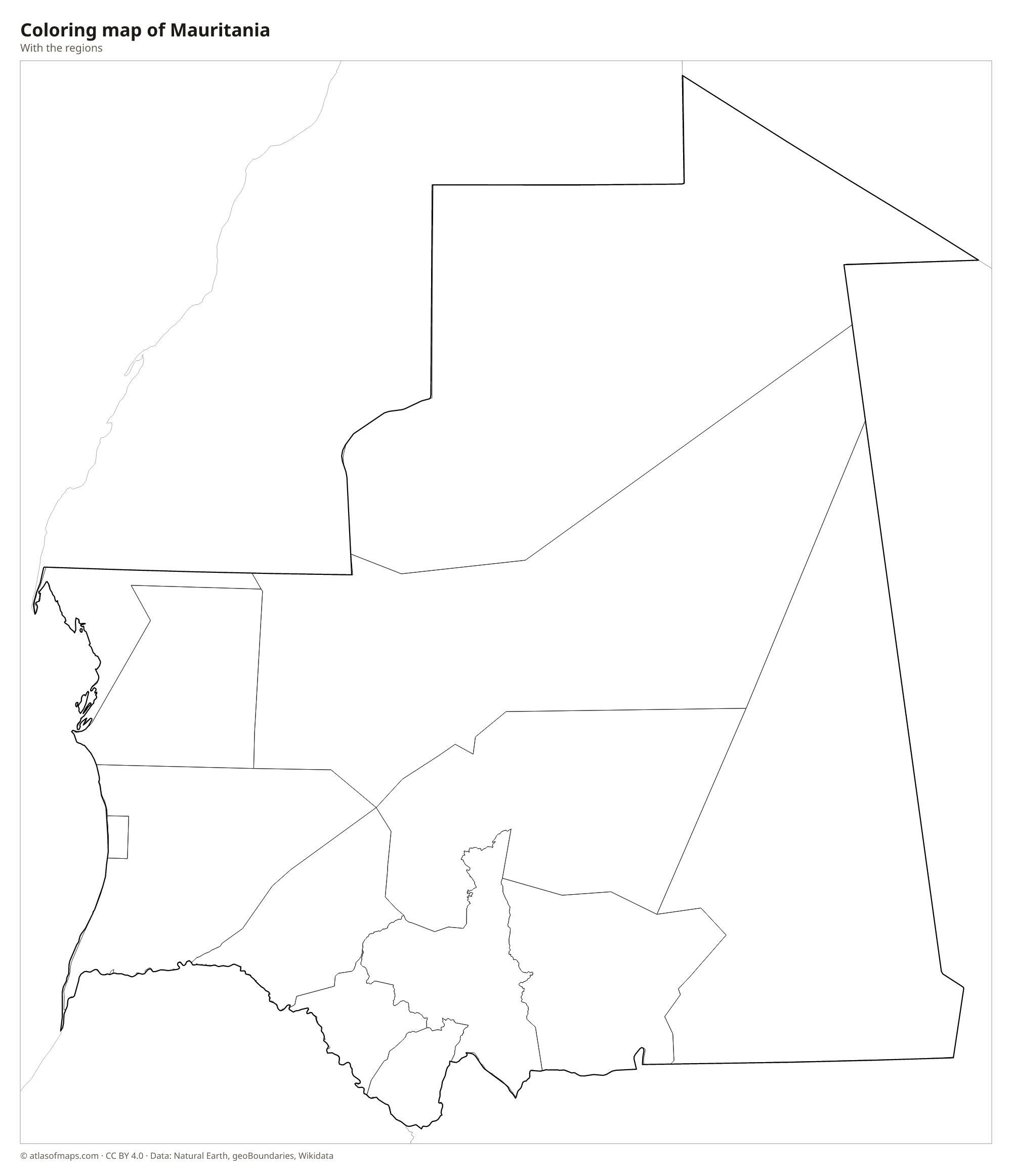 Coloring map of Mauritania