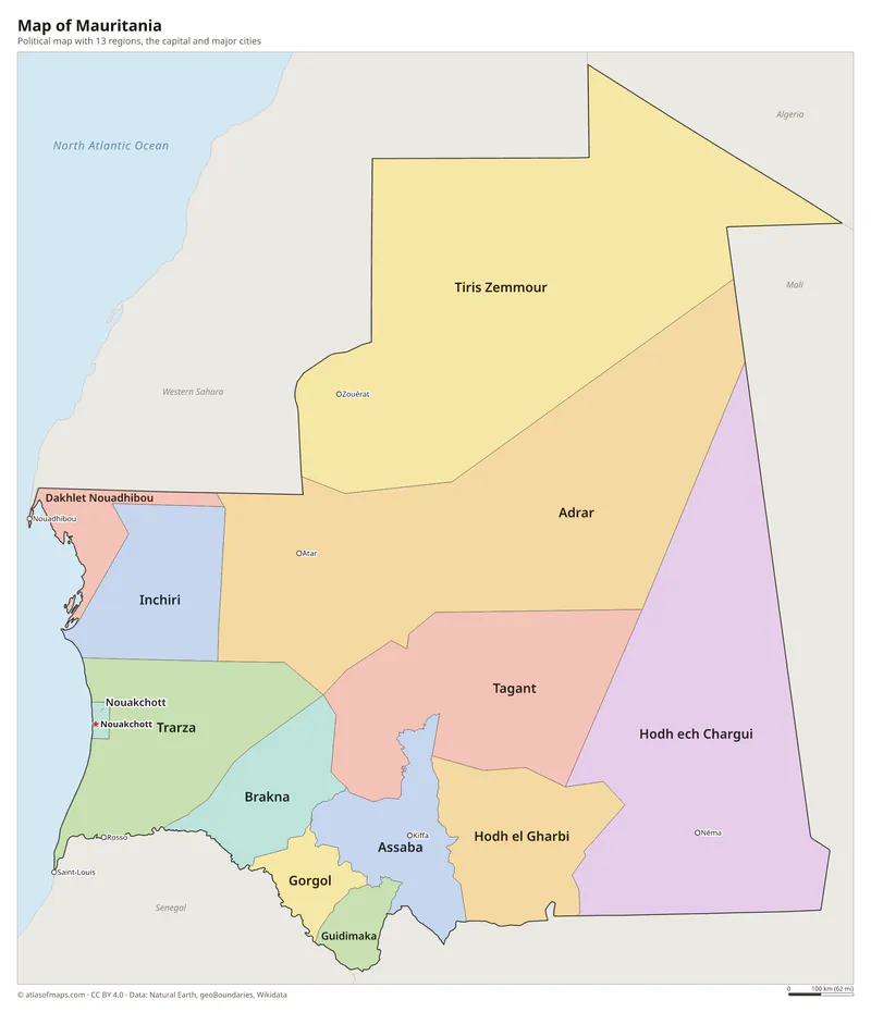 Map of Mauritania