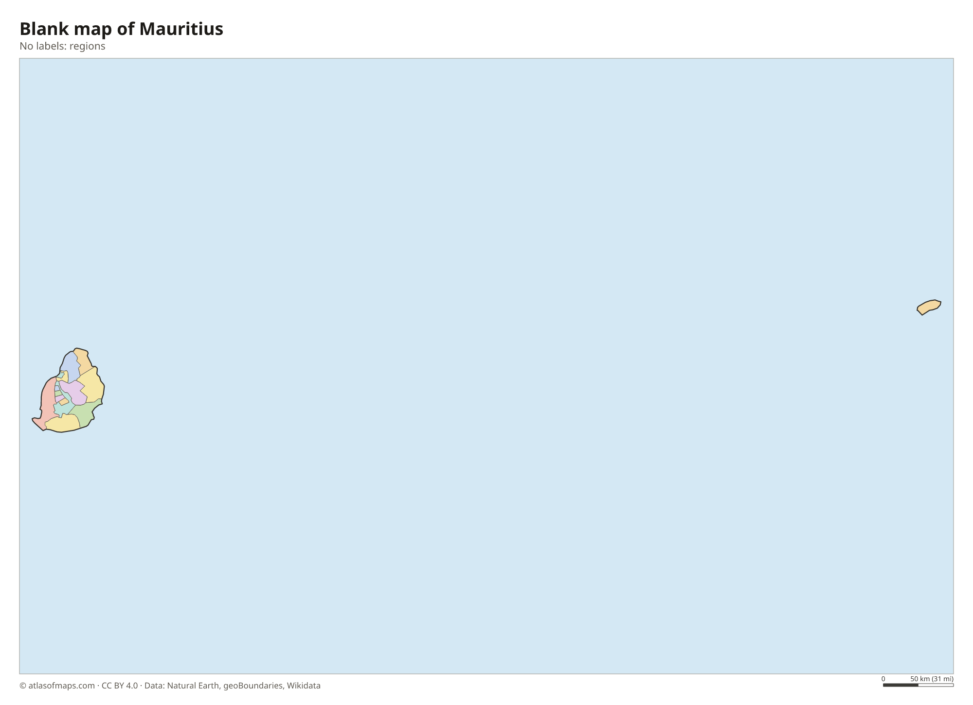 Blank outline map of Mauritius without labels