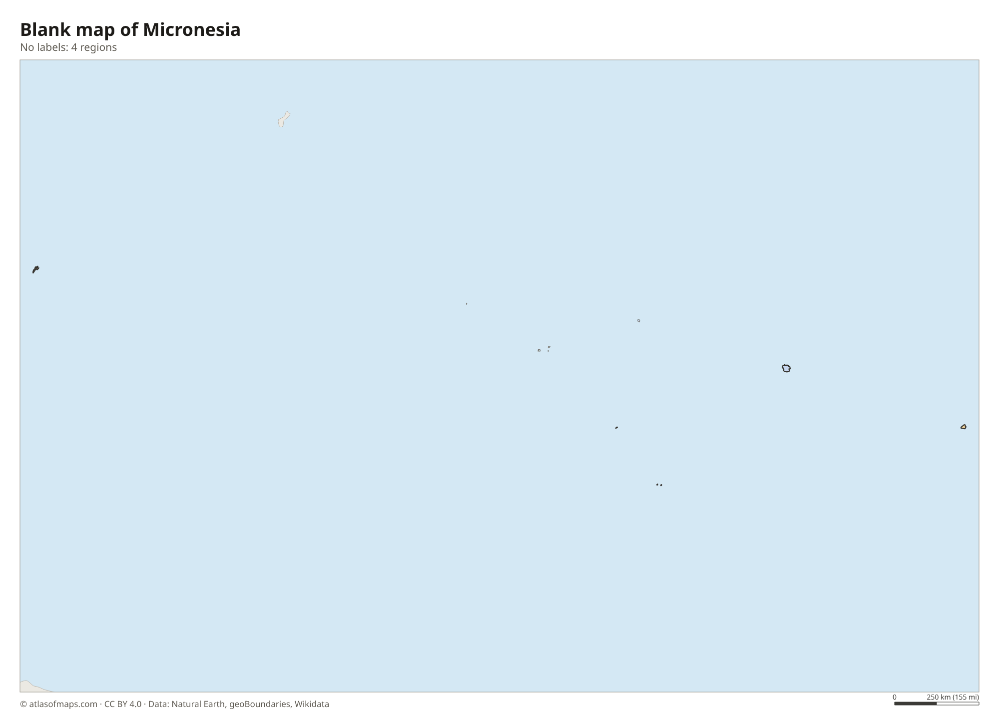 Blank outline map of Micronesia without labels