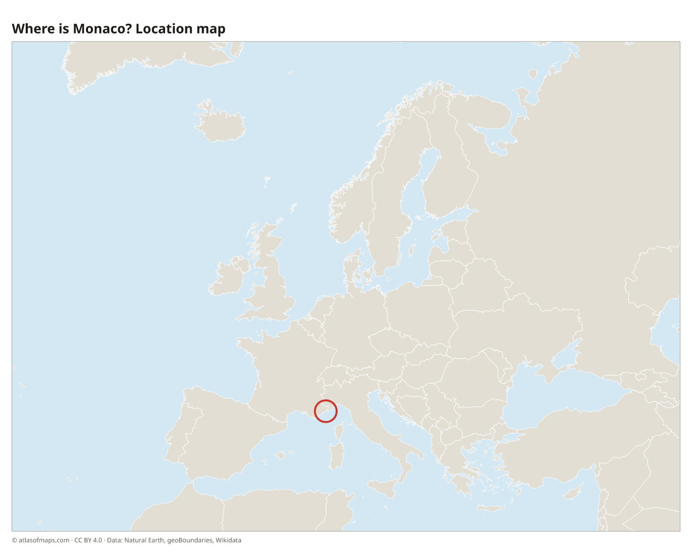 Where is Monaco? Location map with Monaco highlighted in red
