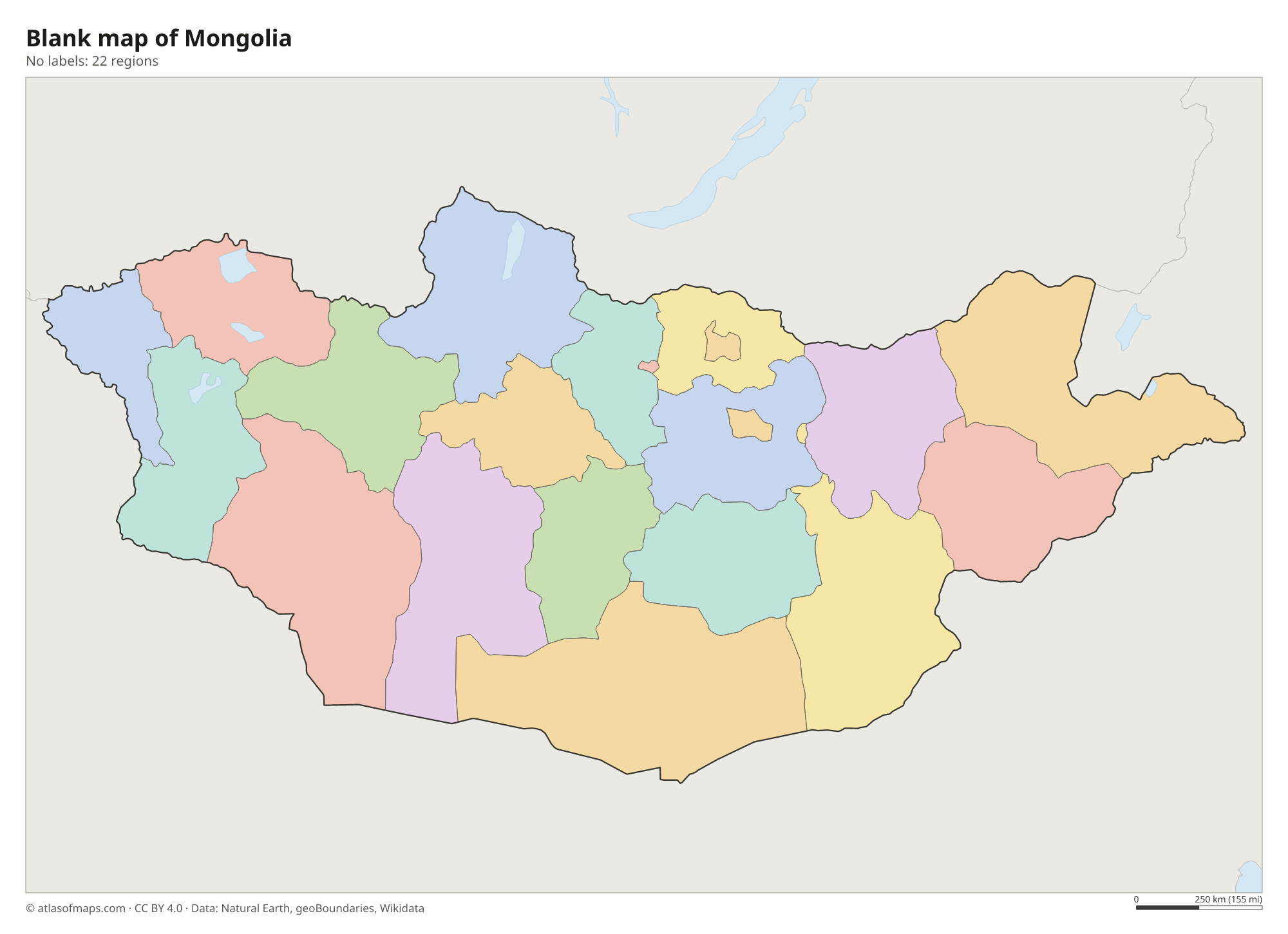 Blank outline map of Mongolia without labels