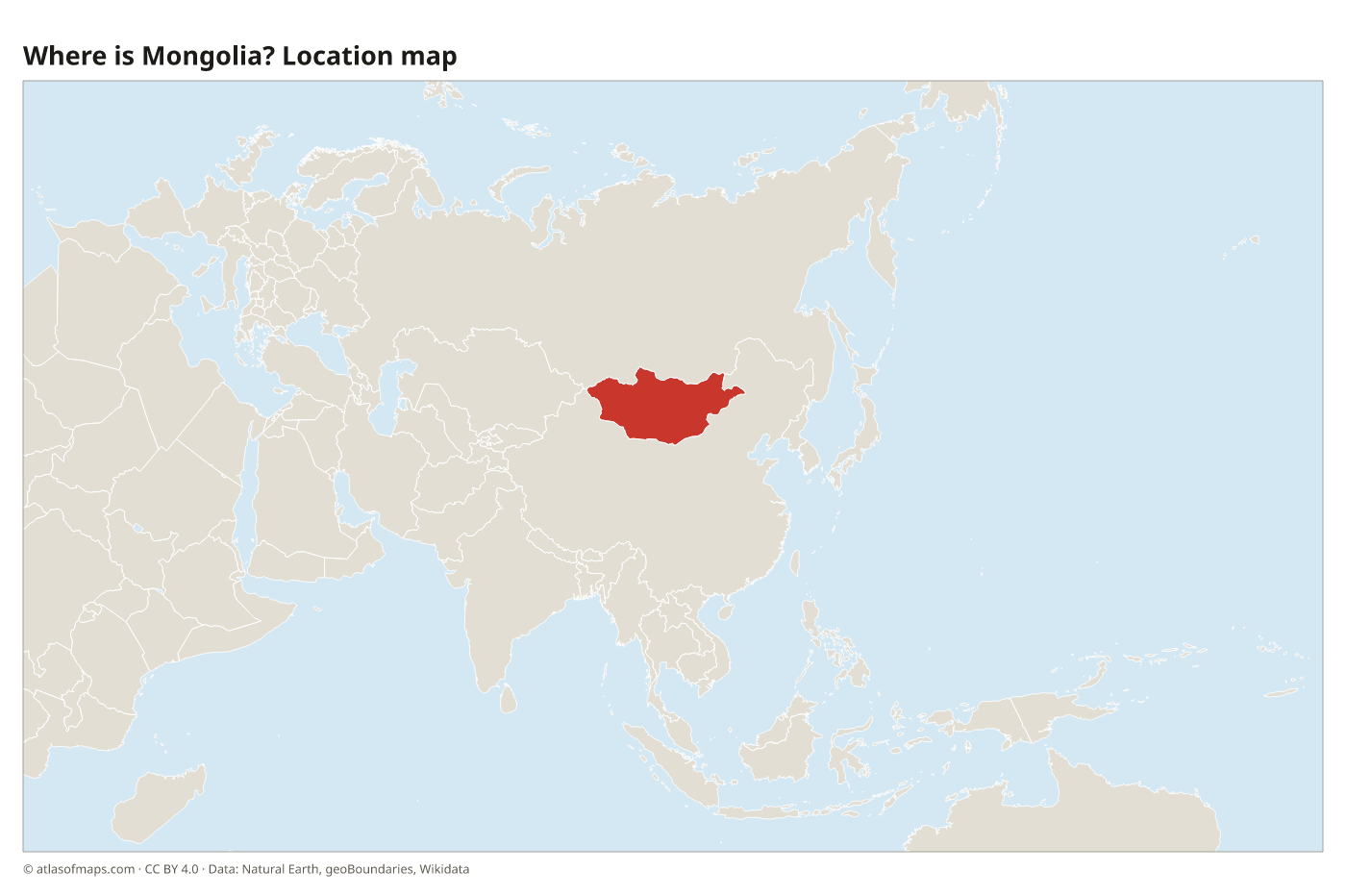 Where is Mongolia? Location map with Mongolia highlighted in red