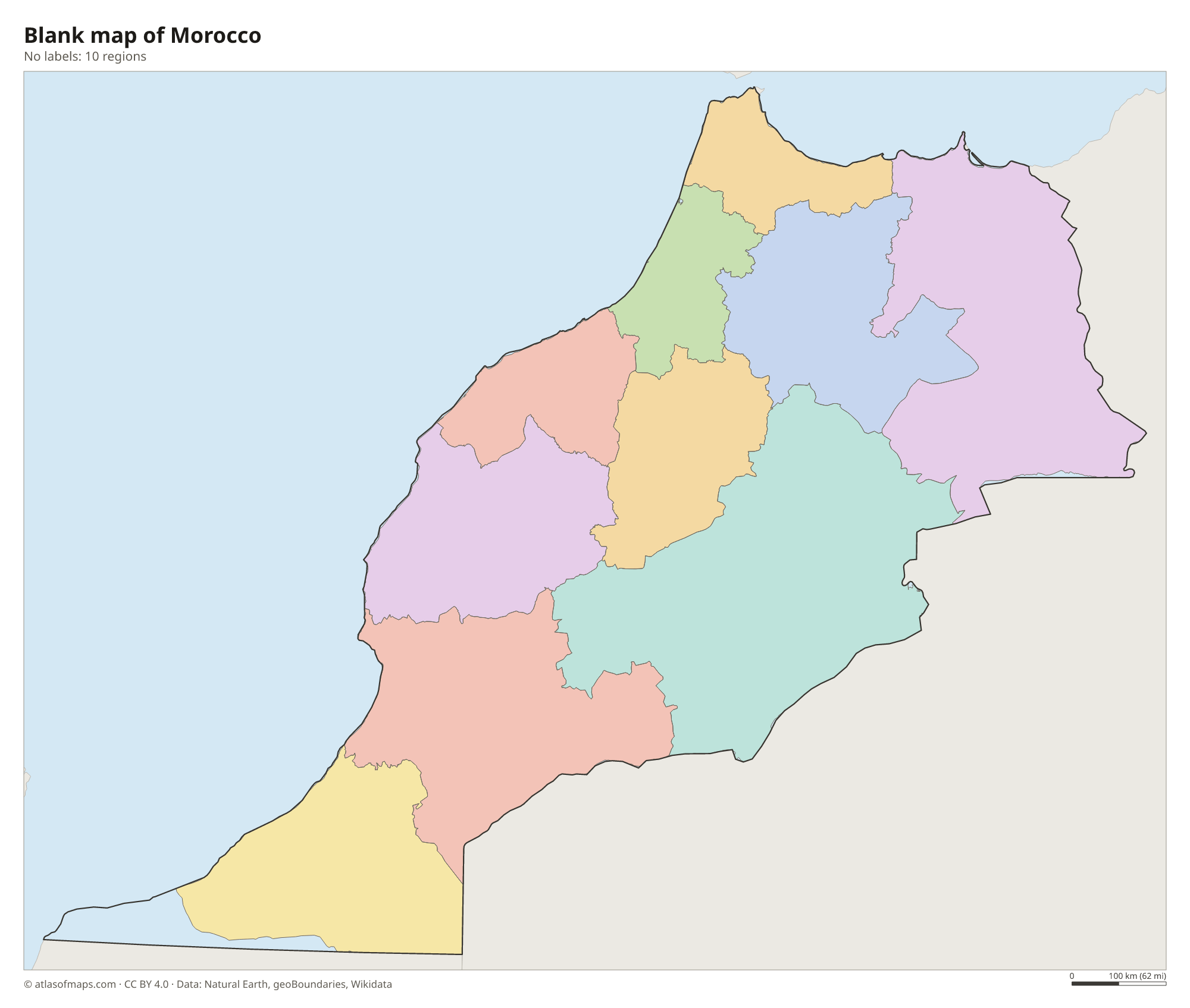 Blank outline map of Morocco without labels