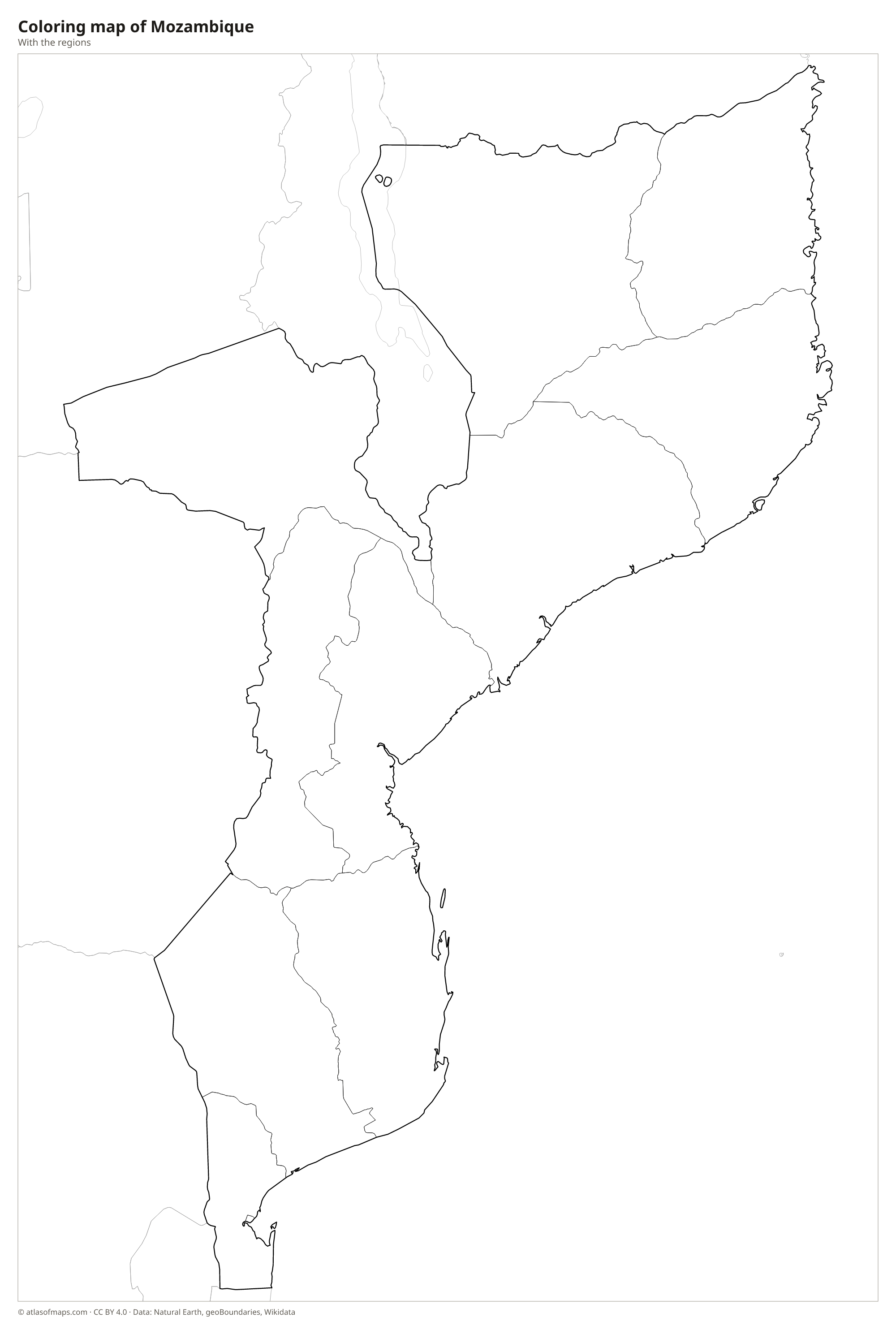 Coloring map of Mozambique