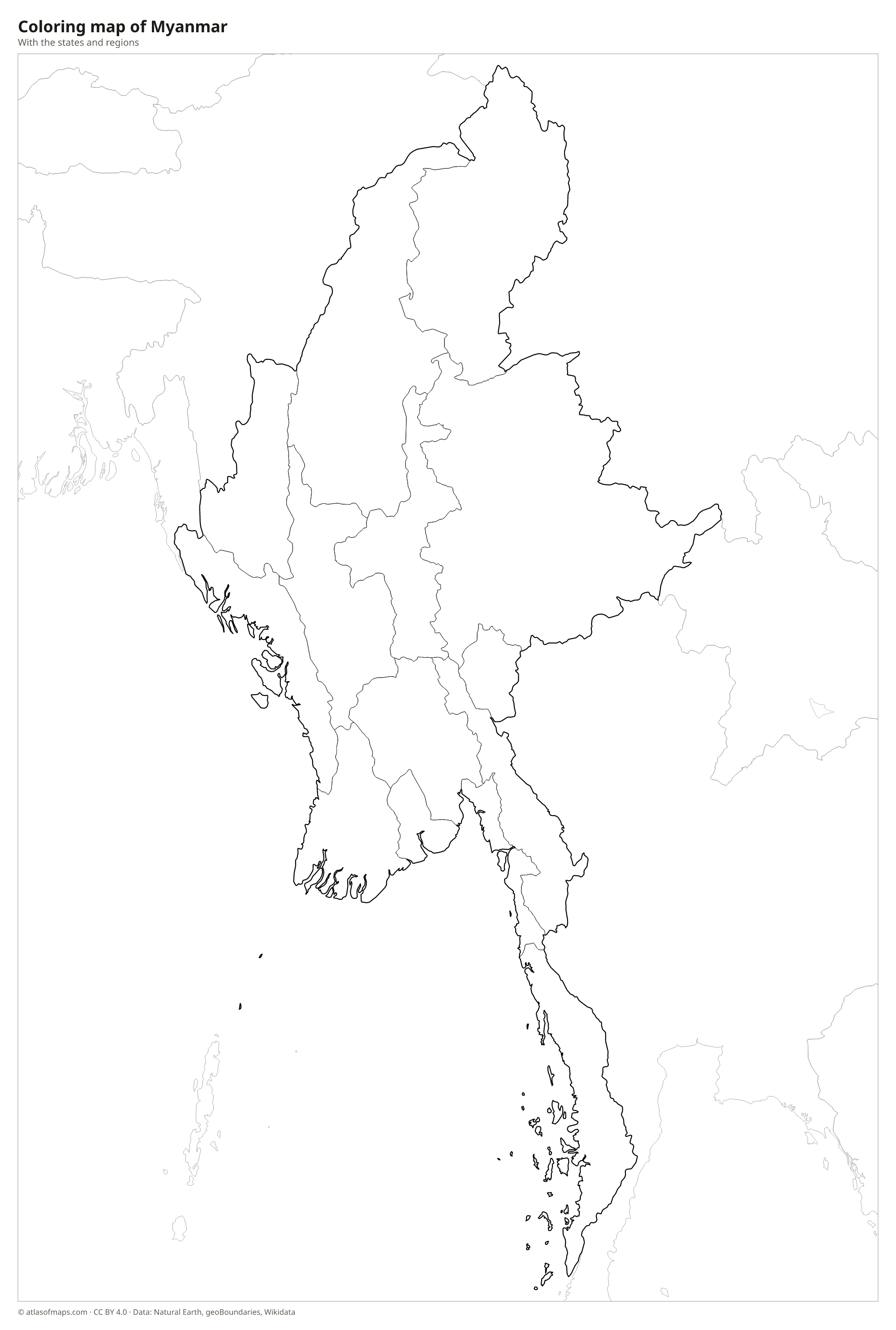 Coloring map of Myanmar