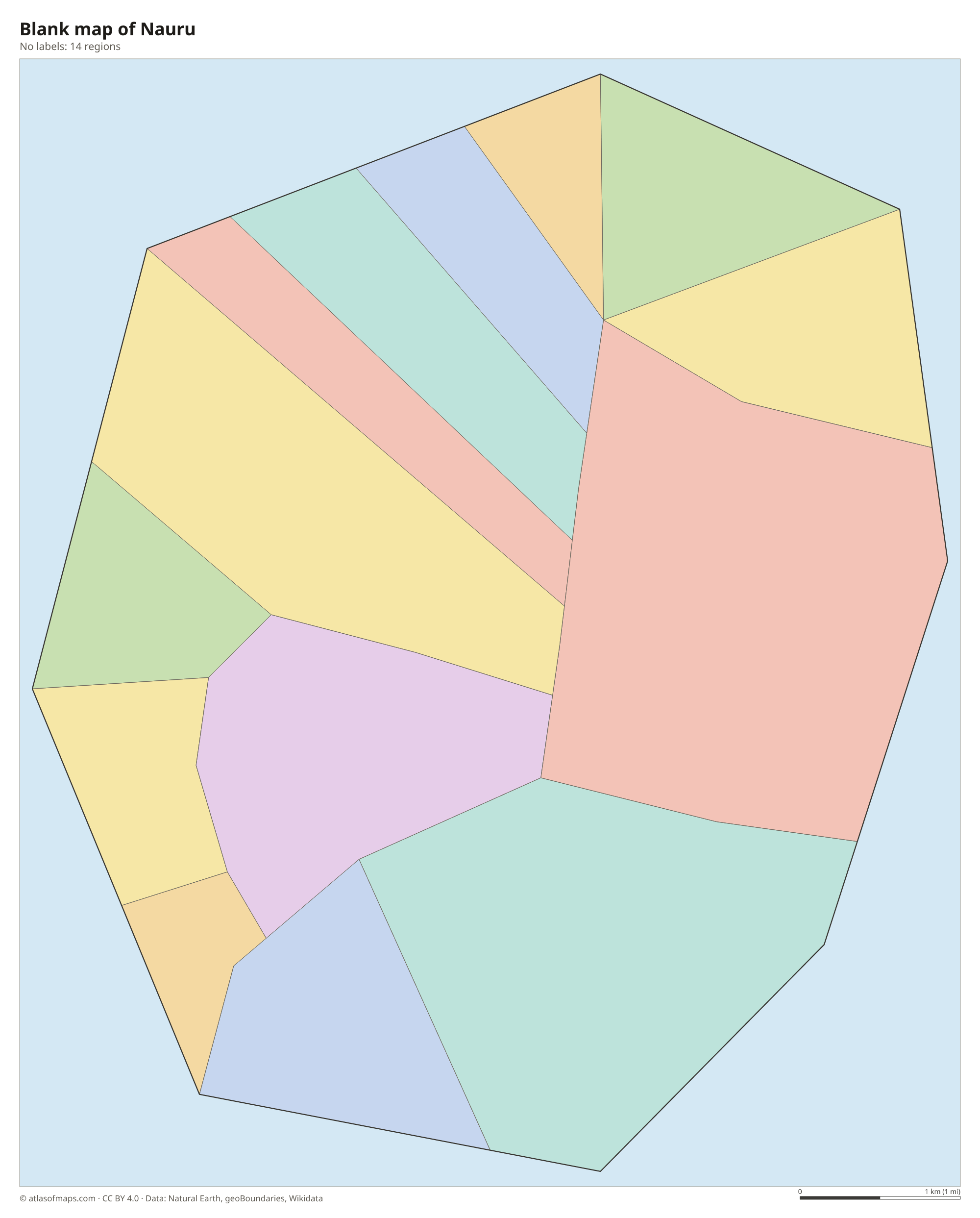 Blank outline map of Nauru without labels