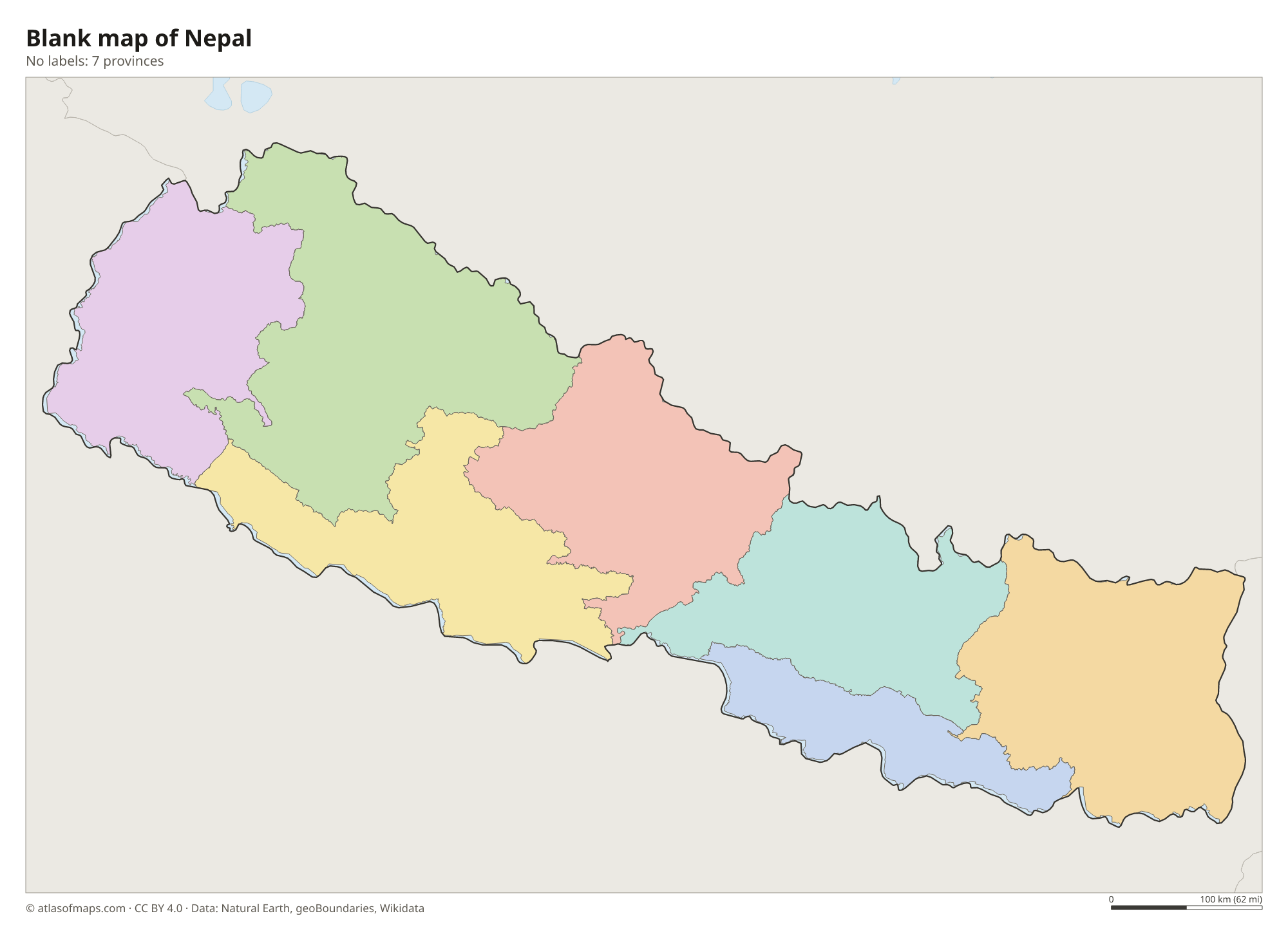 Blank outline map of Nepal without labels