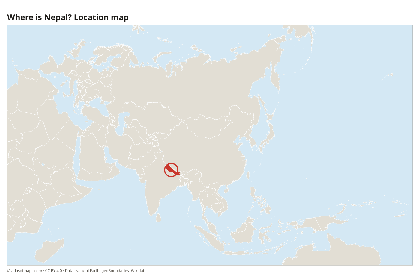 Where is Nepal? Location map with Nepal highlighted in red