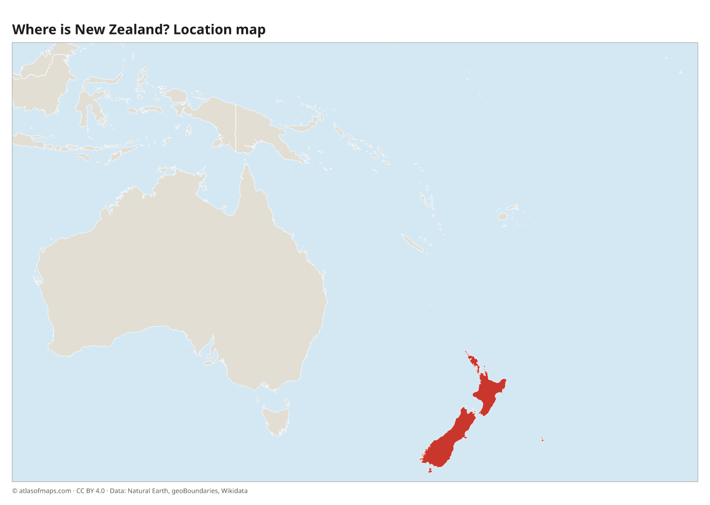 Where is New Zealand? Location map with New Zealand highlighted in red