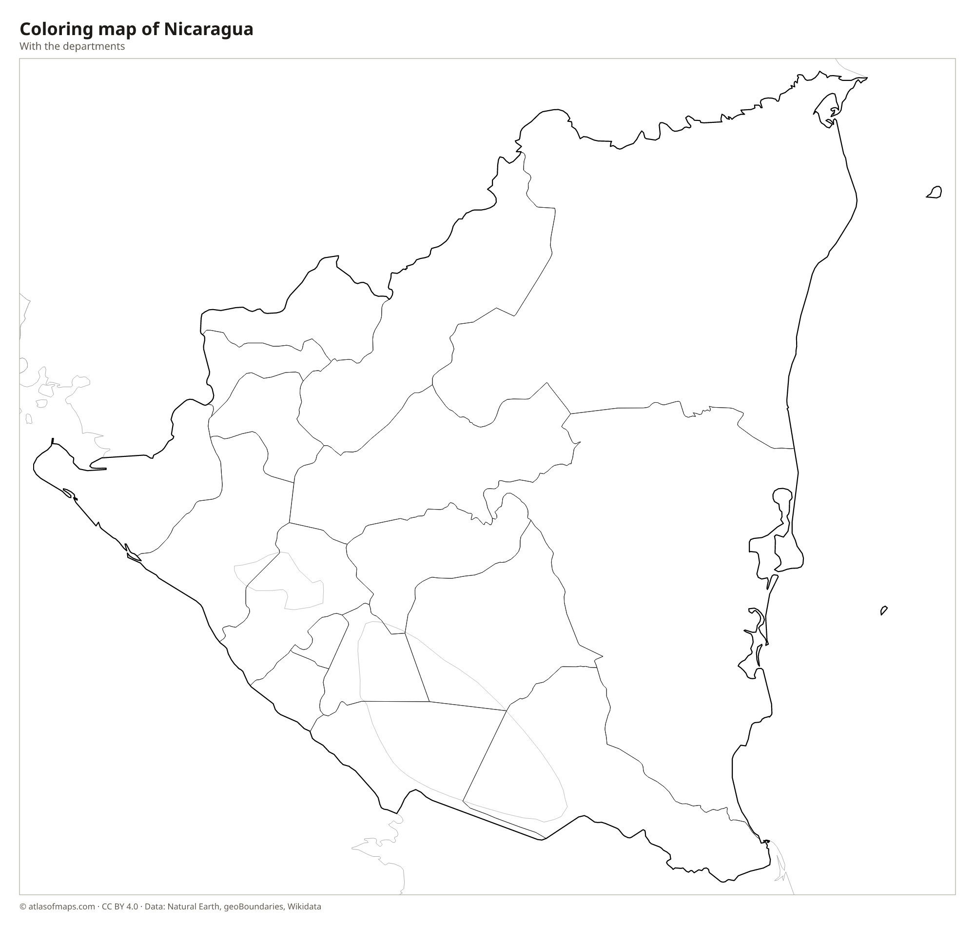 Coloring map of Nicaragua