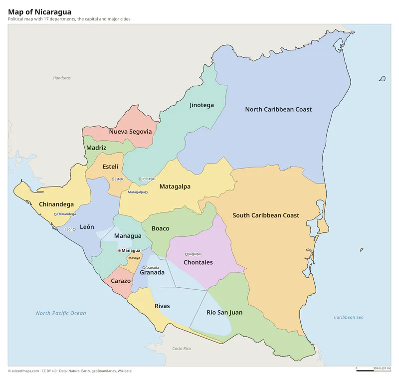Map of Nicaragua