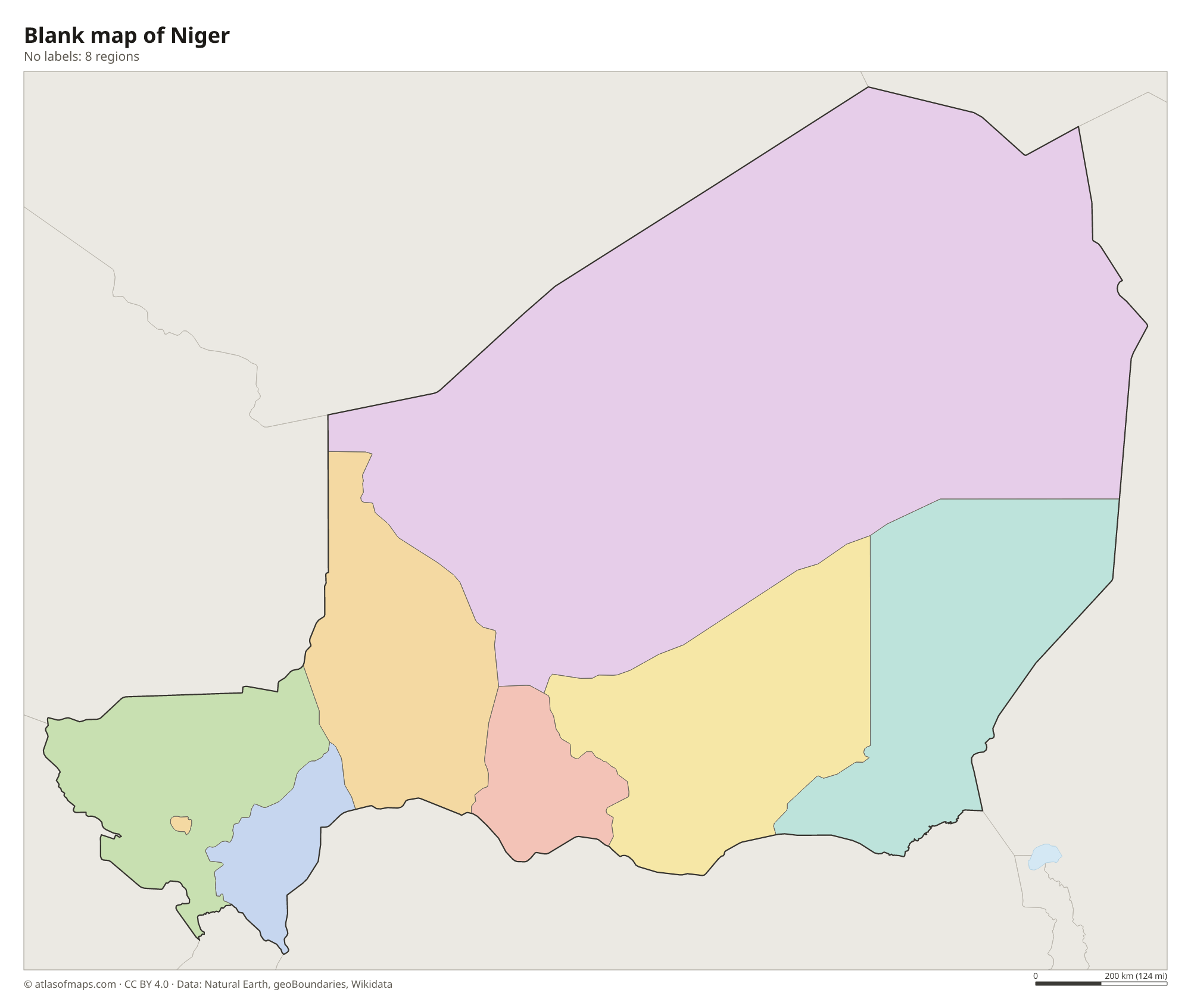 Blank outline map of Niger without labels
