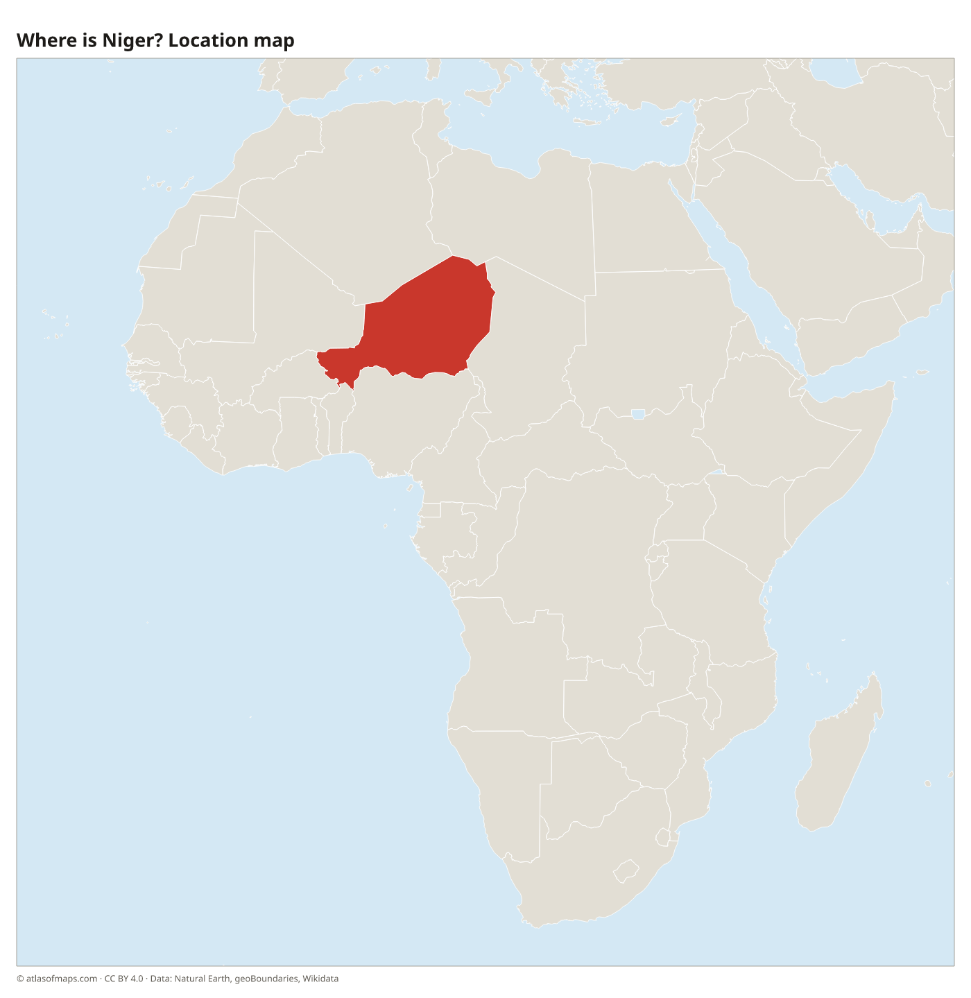 Where is Niger? Location map with Niger highlighted in red