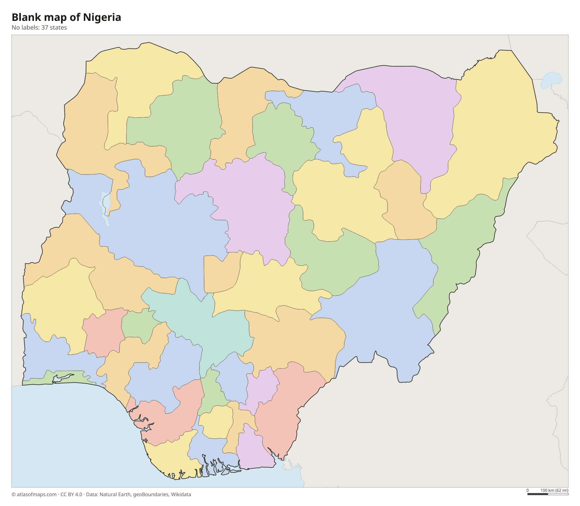 Blank outline map of Nigeria without labels