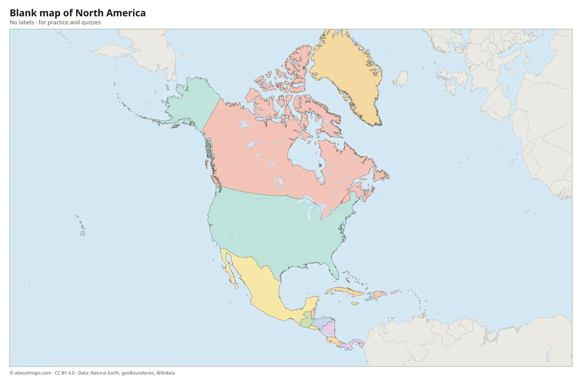 Blank map of North America