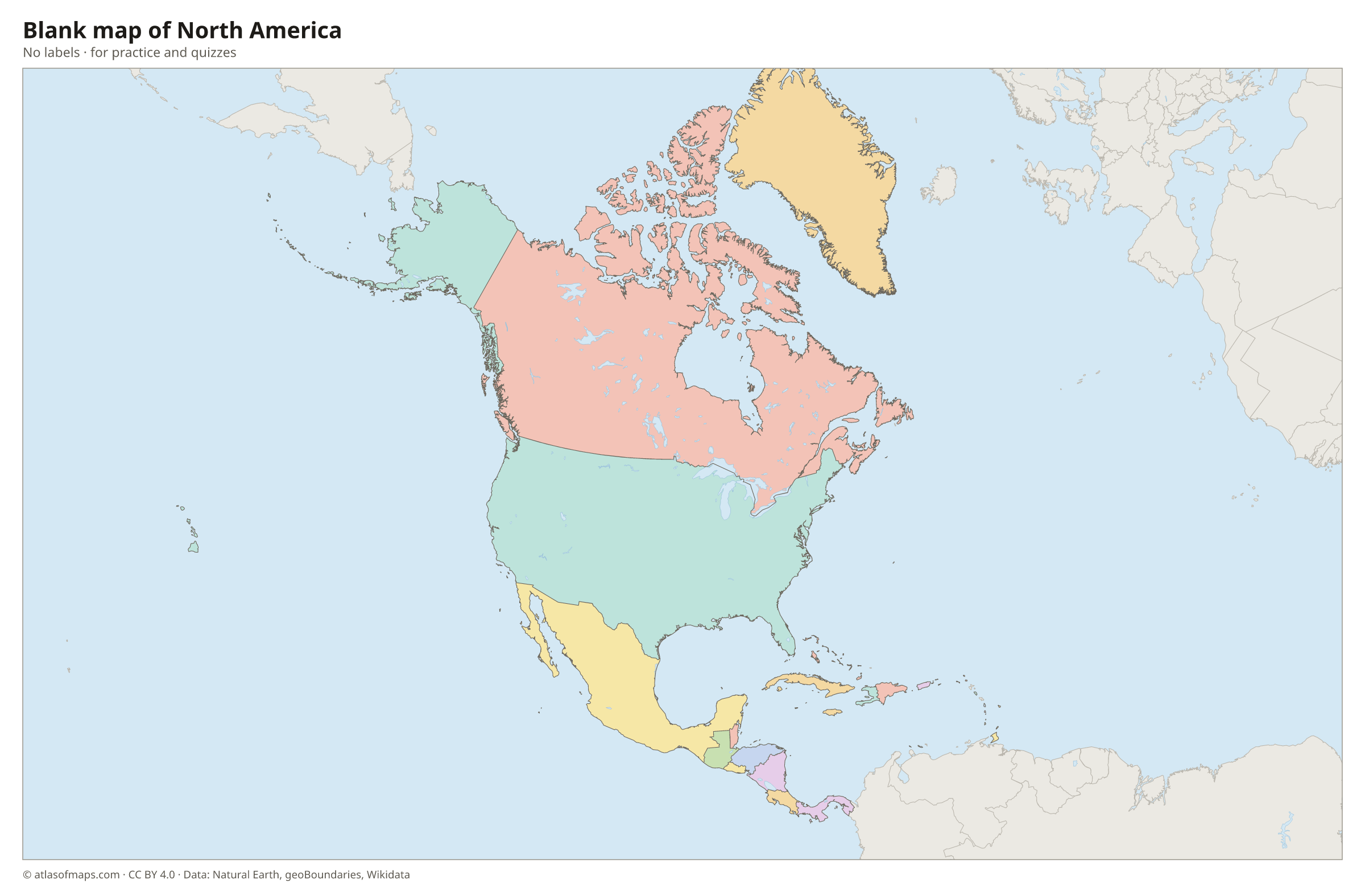 Blank map of North America without labels