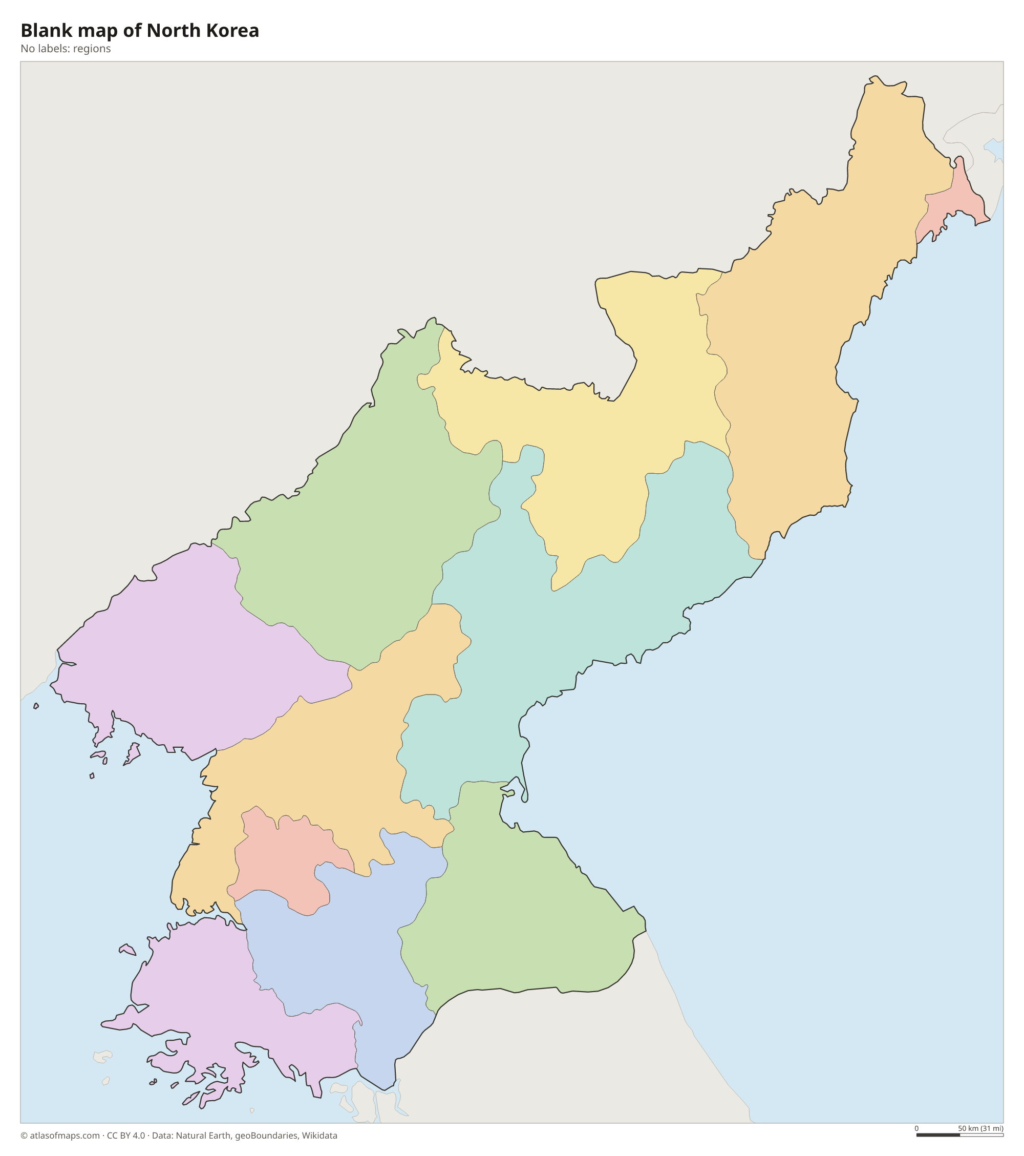 Blank outline map of North Korea without labels