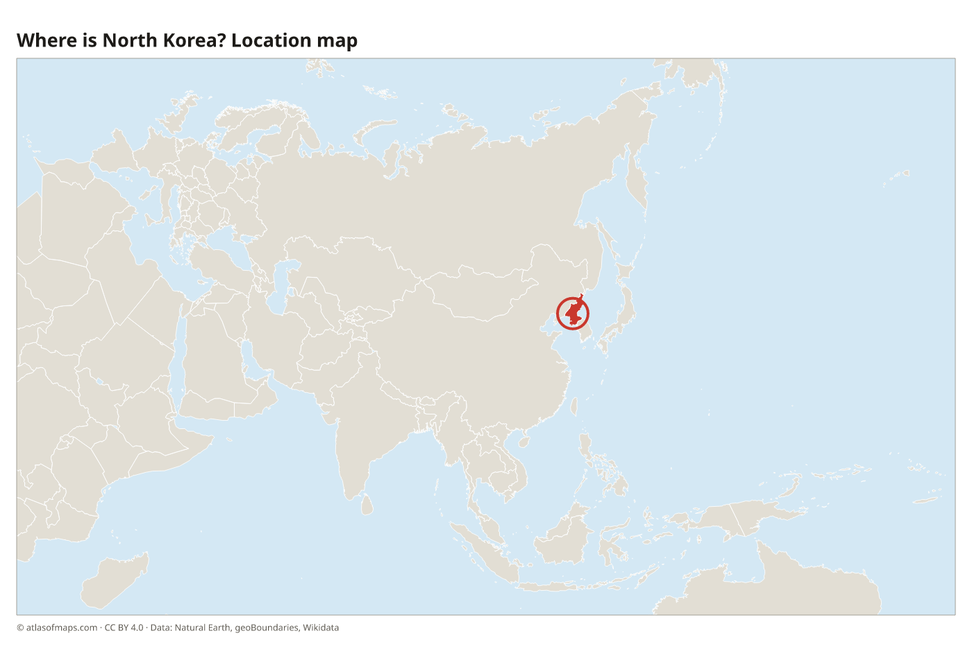 Where is North Korea? Location map with North Korea highlighted in red