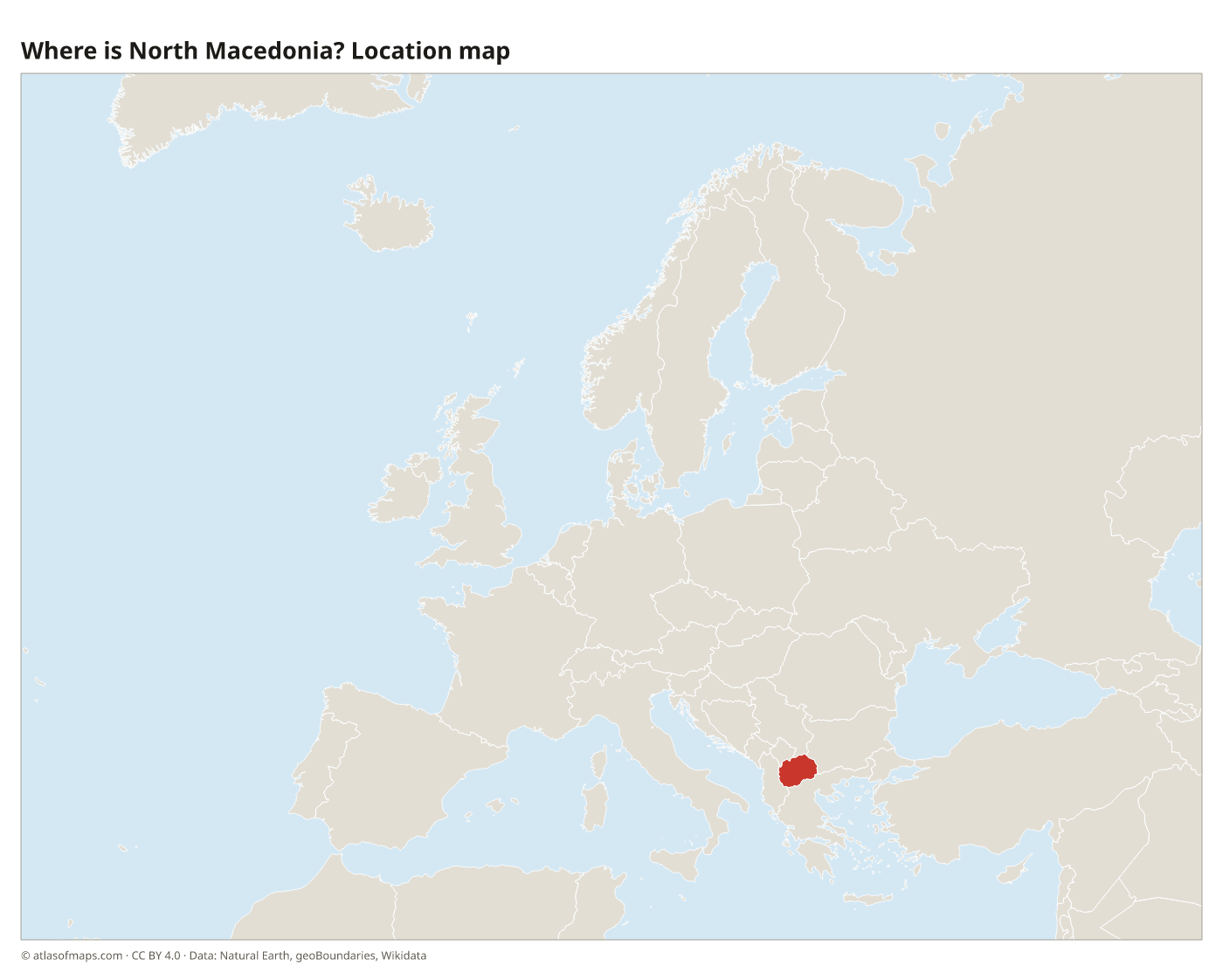 Where is North Macedonia? Location map with North Macedonia highlighted in red