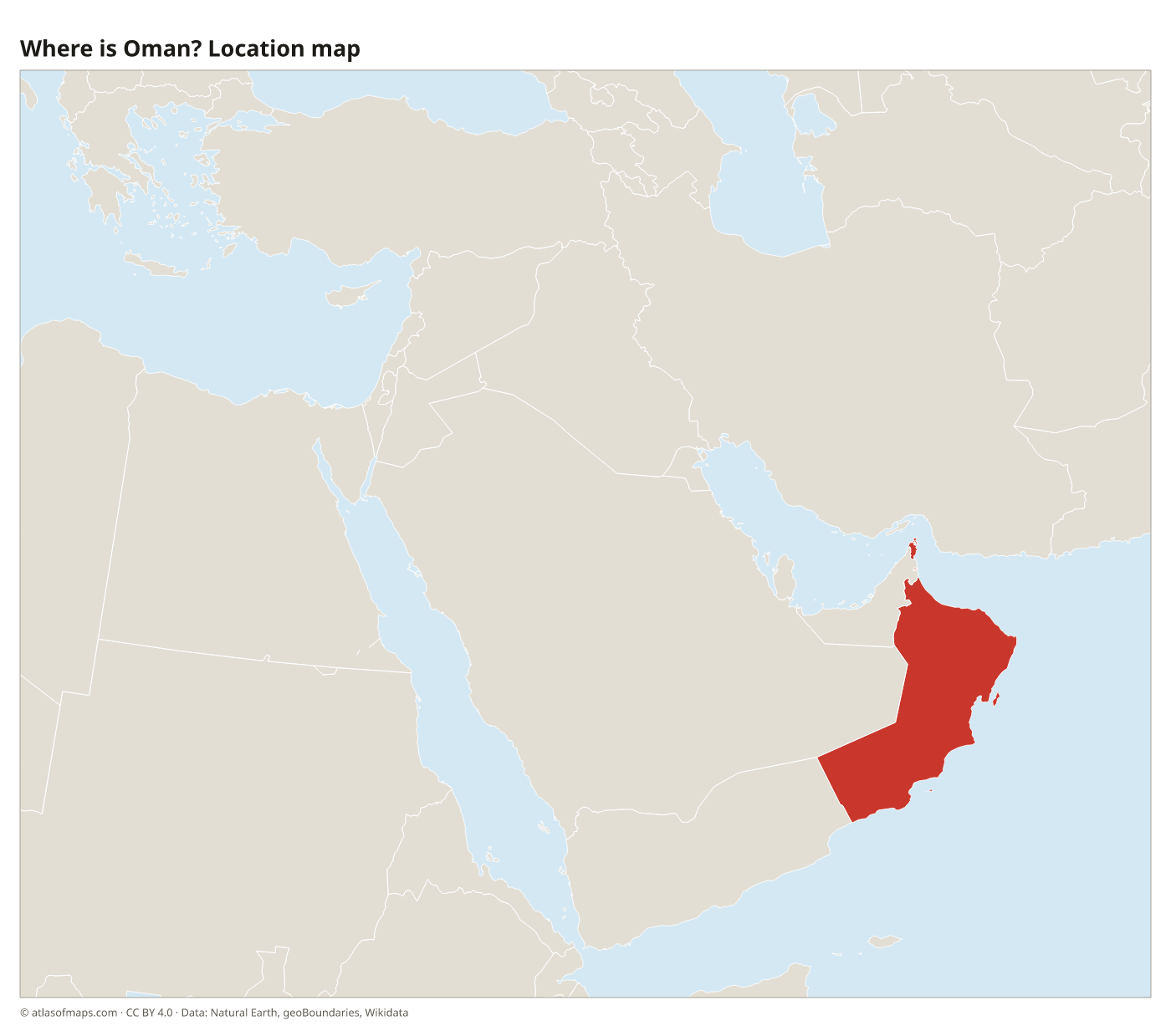 Where is Oman? Location map with Oman highlighted in red