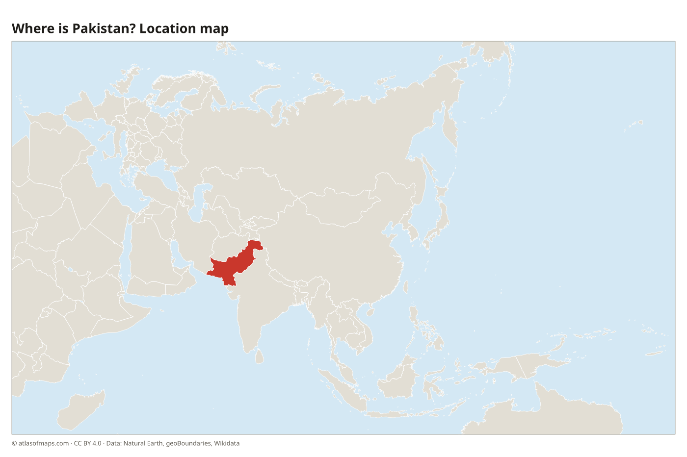 Where is Pakistan? Location map with Pakistan highlighted in red