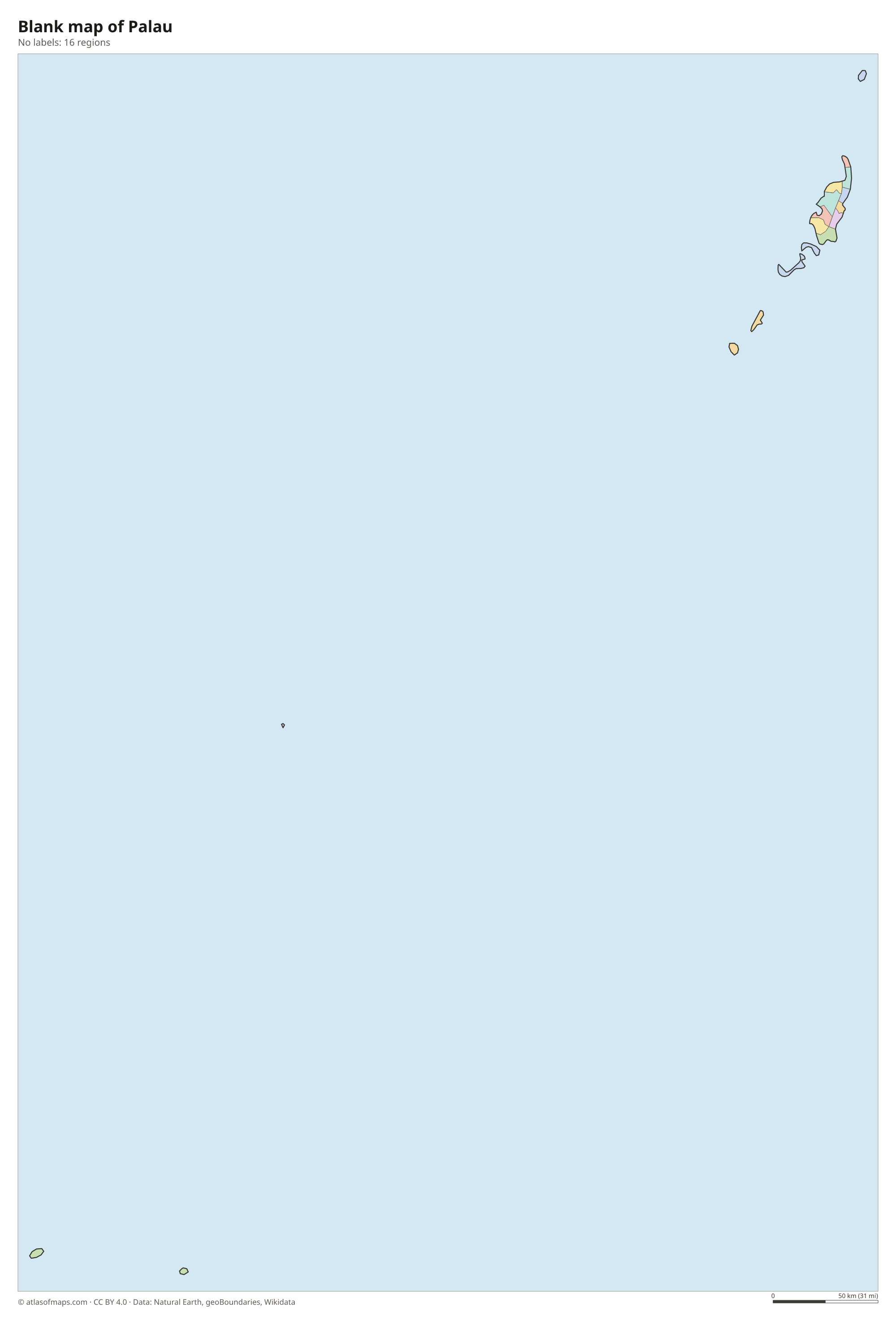 Blank outline map of Palau without labels