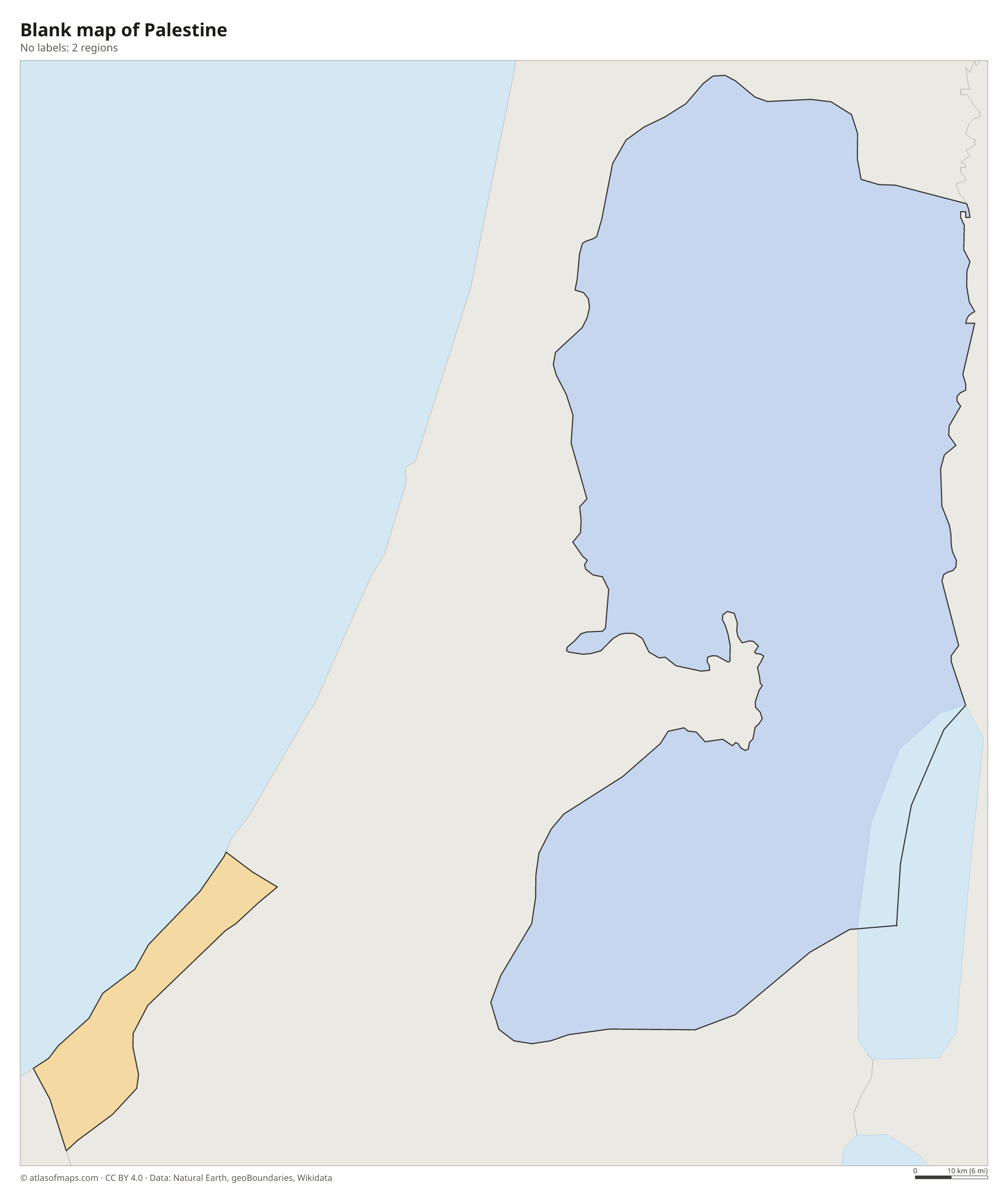 Blank outline map of Palestine without labels