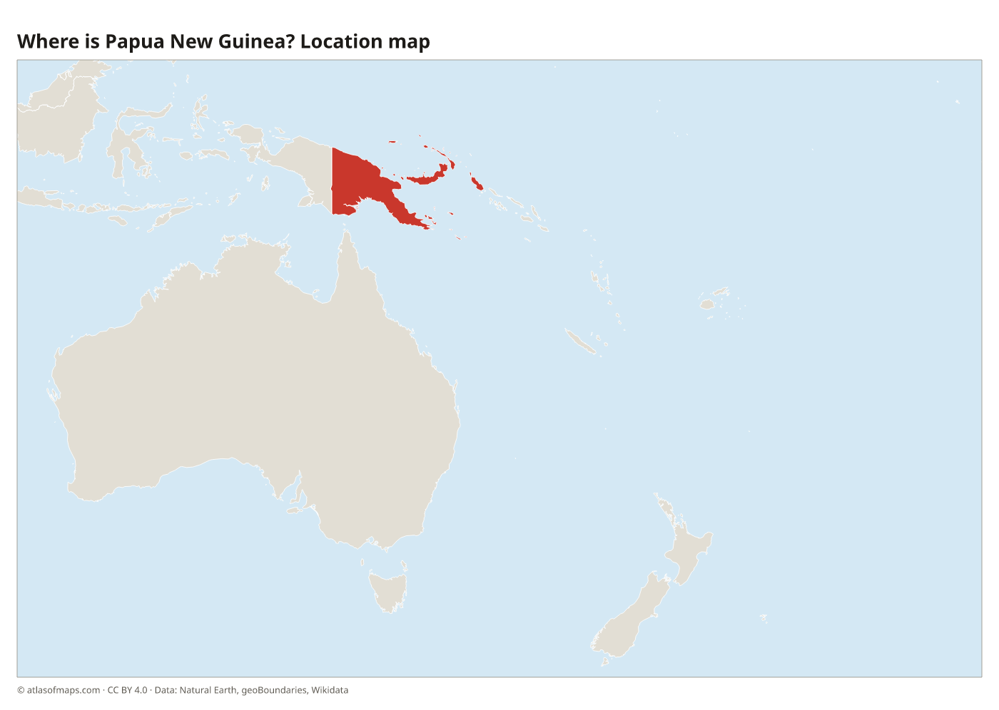 Where is Papua New Guinea? Location map with Papua New Guinea highlighted in red