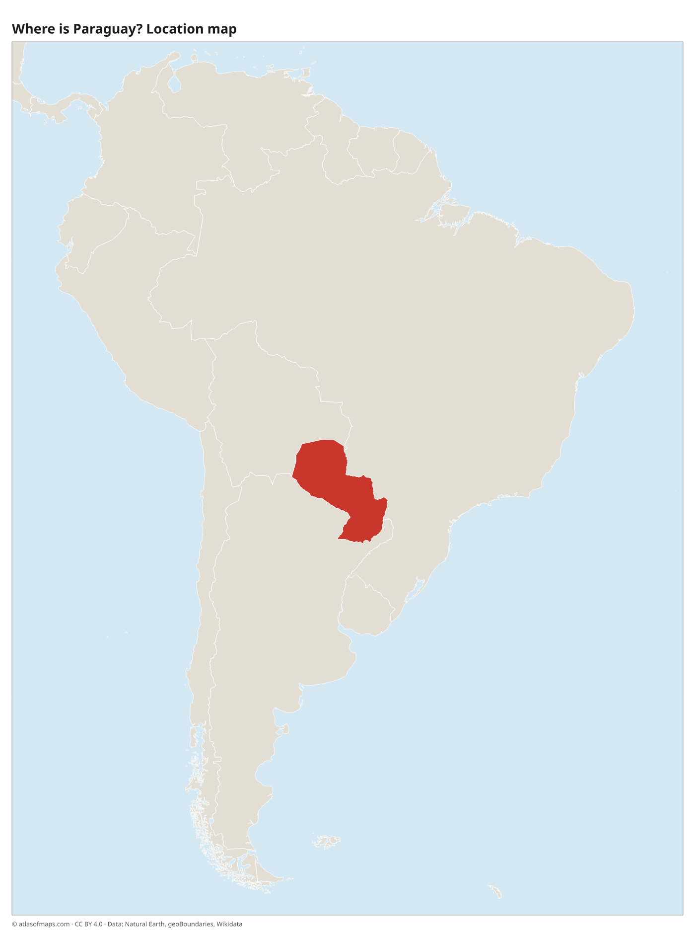 Where is Paraguay? Location map with Paraguay highlighted in red
