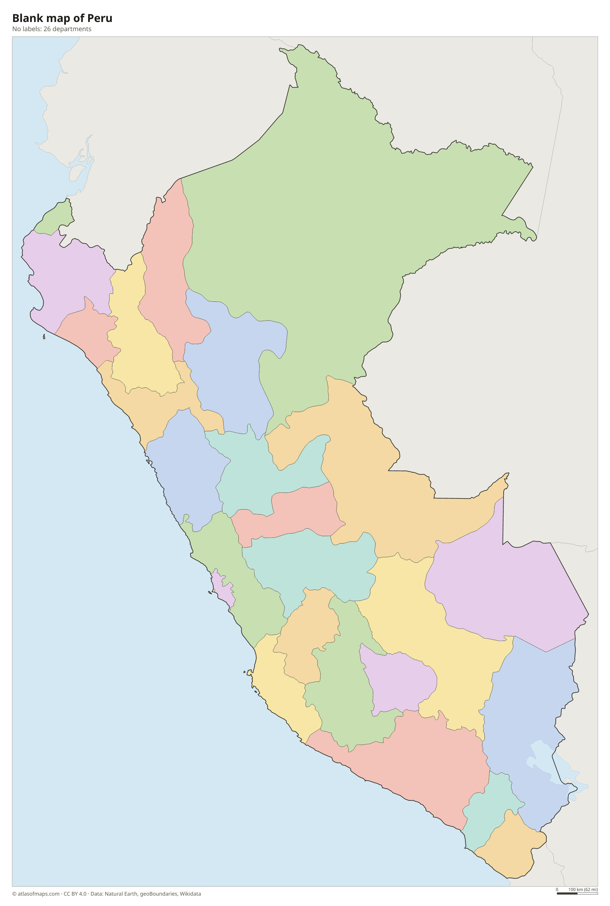 Blank outline map of Peru without labels