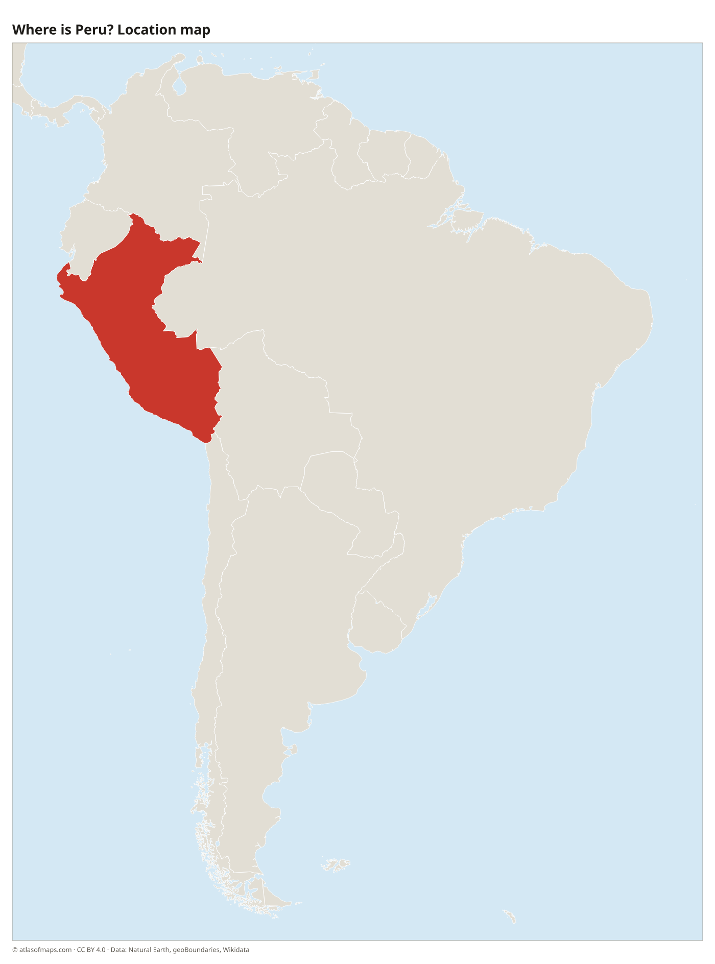 Where is Peru? Location map with Peru highlighted in red