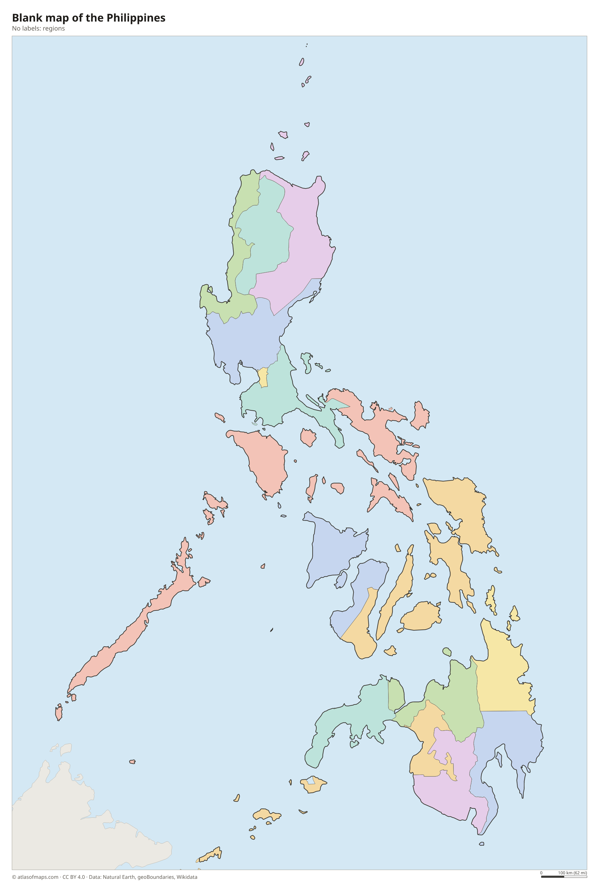 Blank outline map of the Philippines without labels