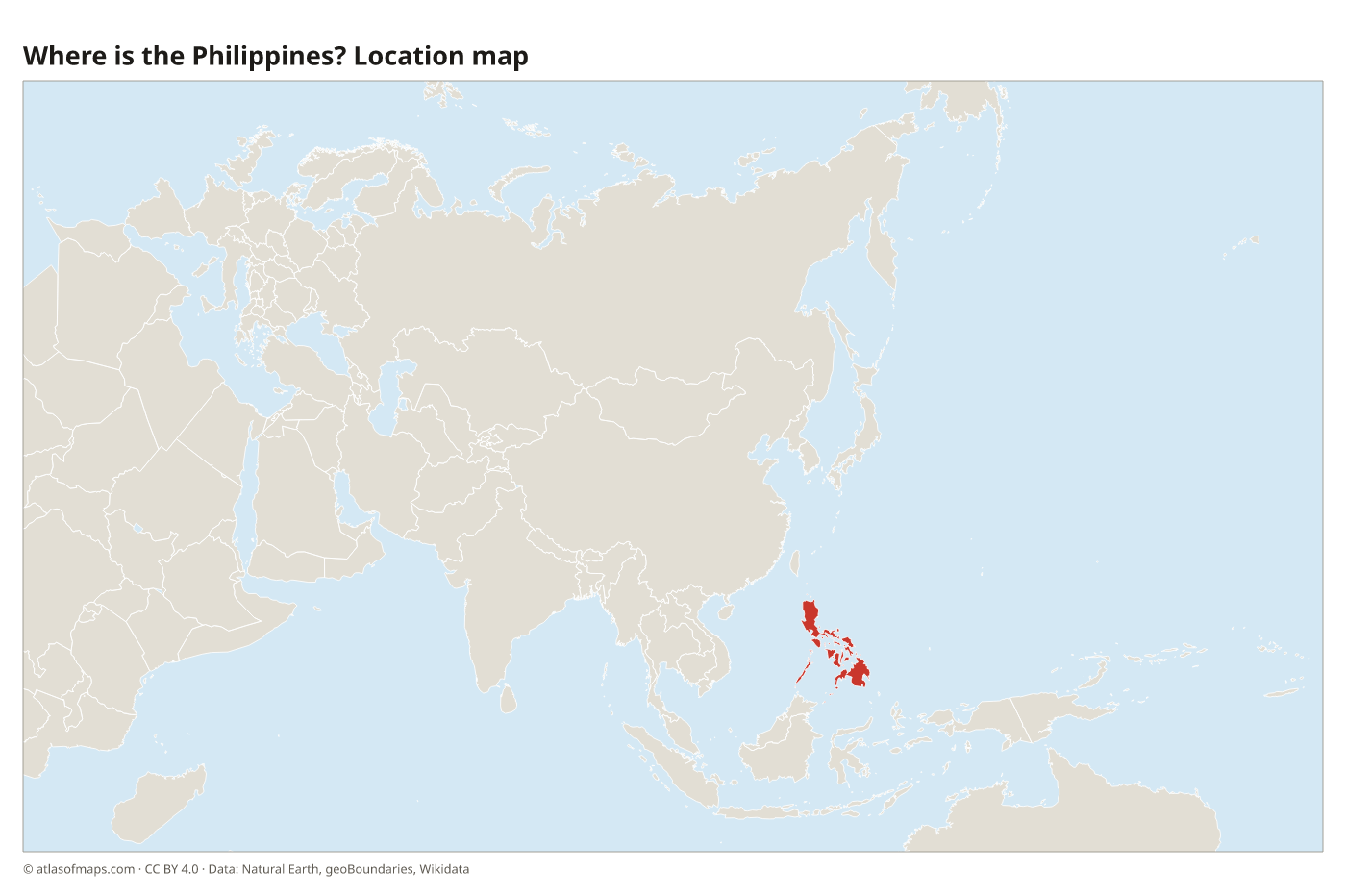 Where is the Philippines? Location map with the Philippines highlighted in red