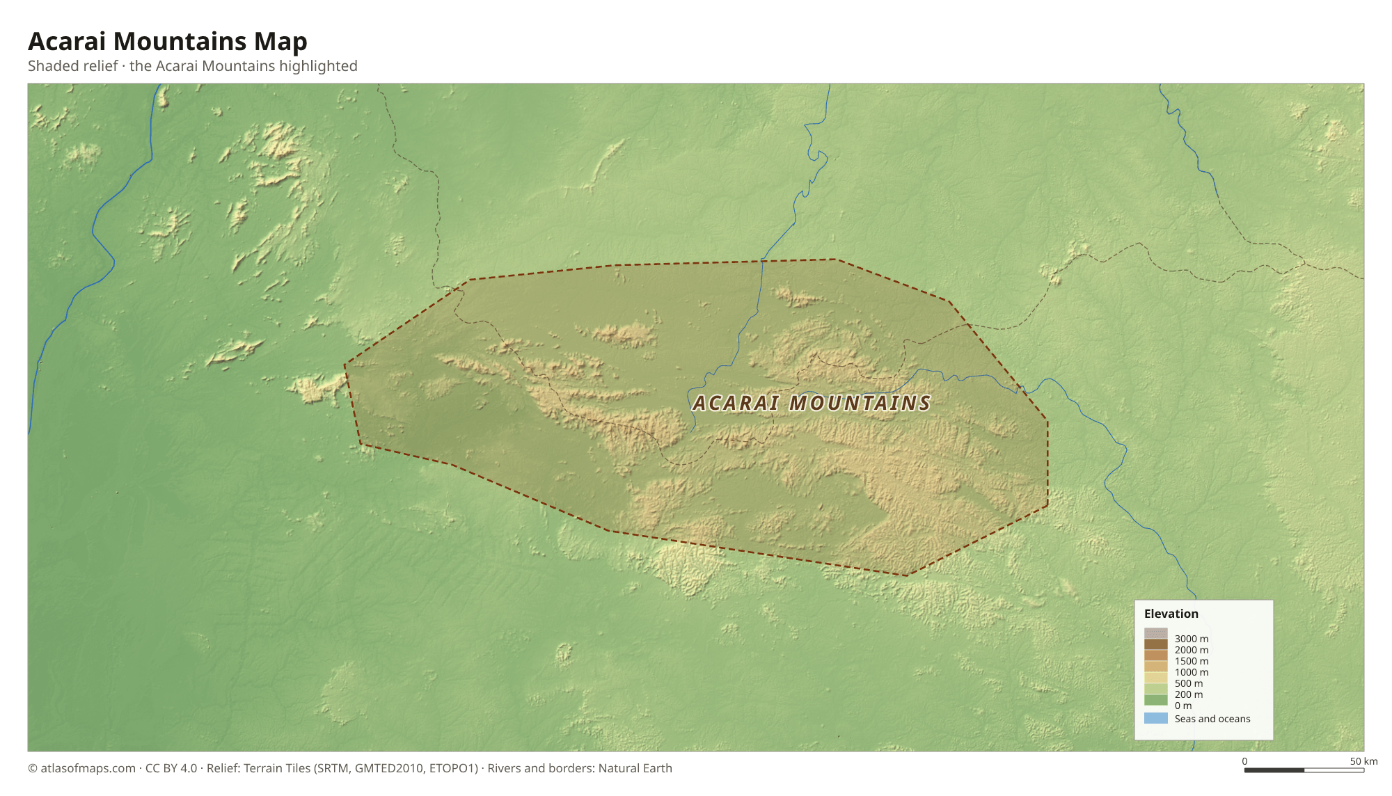 Acarai Mountains Map