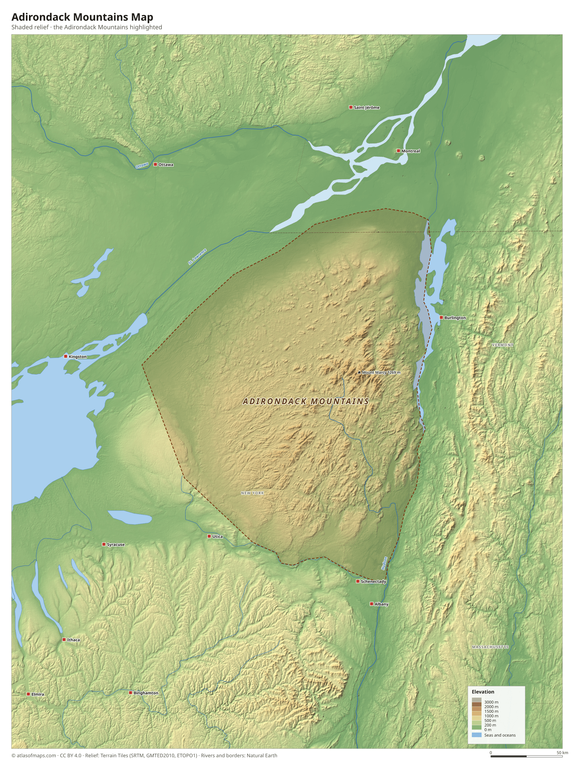 Adirondack Mountains Map