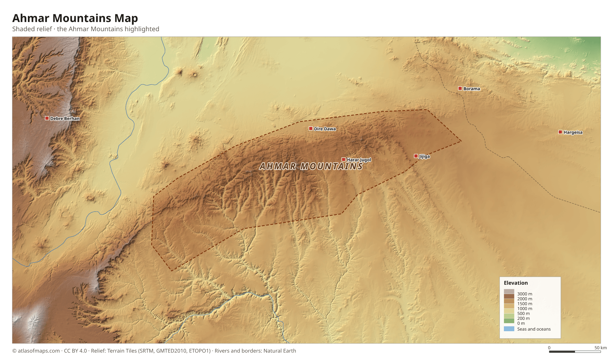 Ahmar Mountains Map