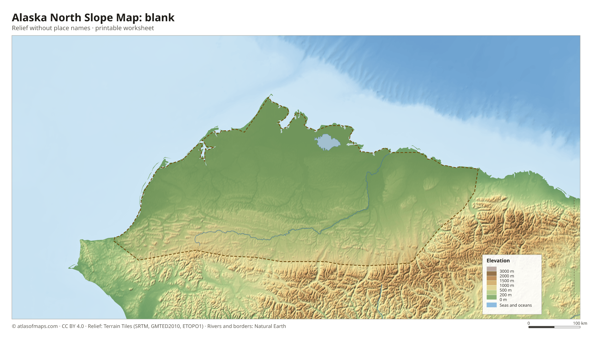 Alaska North Slope Map without names