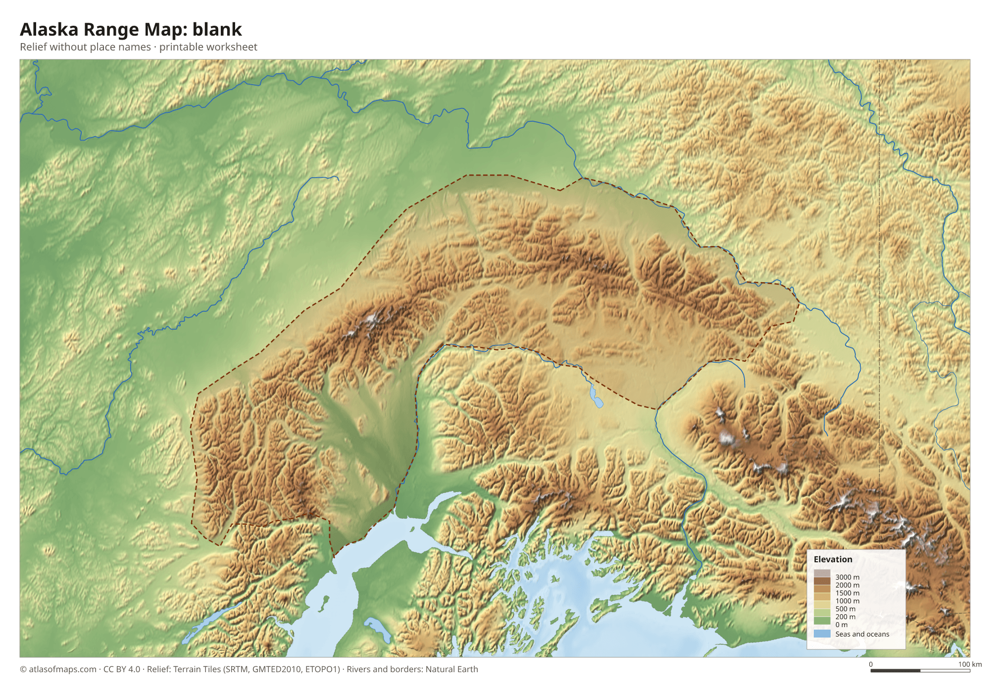 Alaska Range Map without names