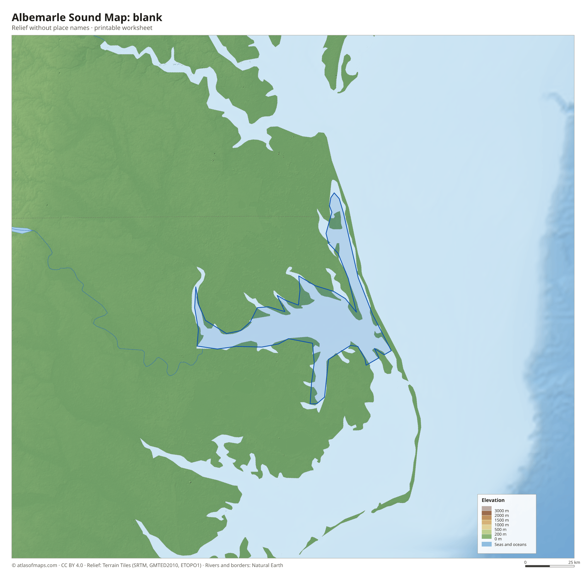 Albemarle Sound Map without names