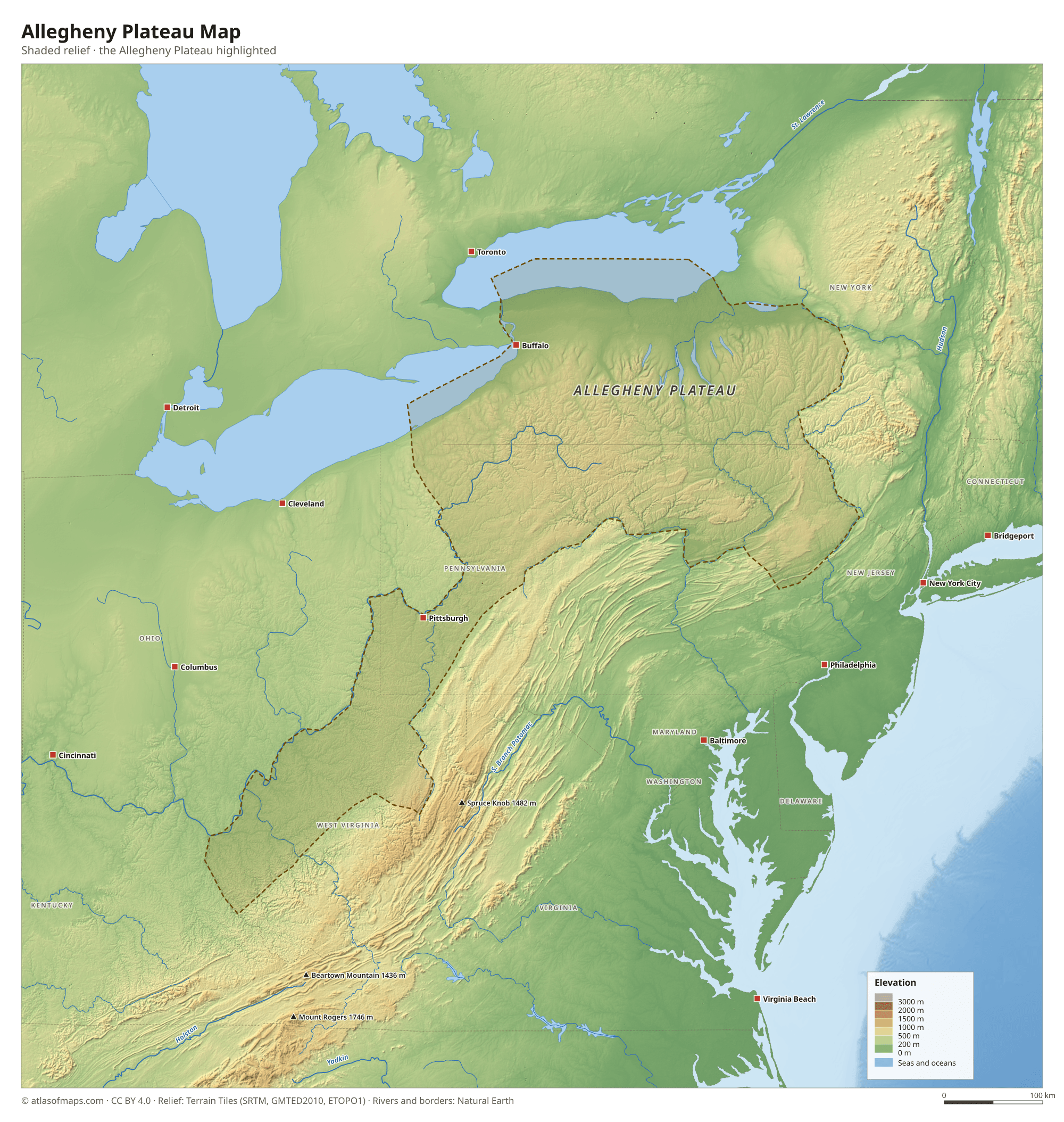 Allegheny Plateau Map