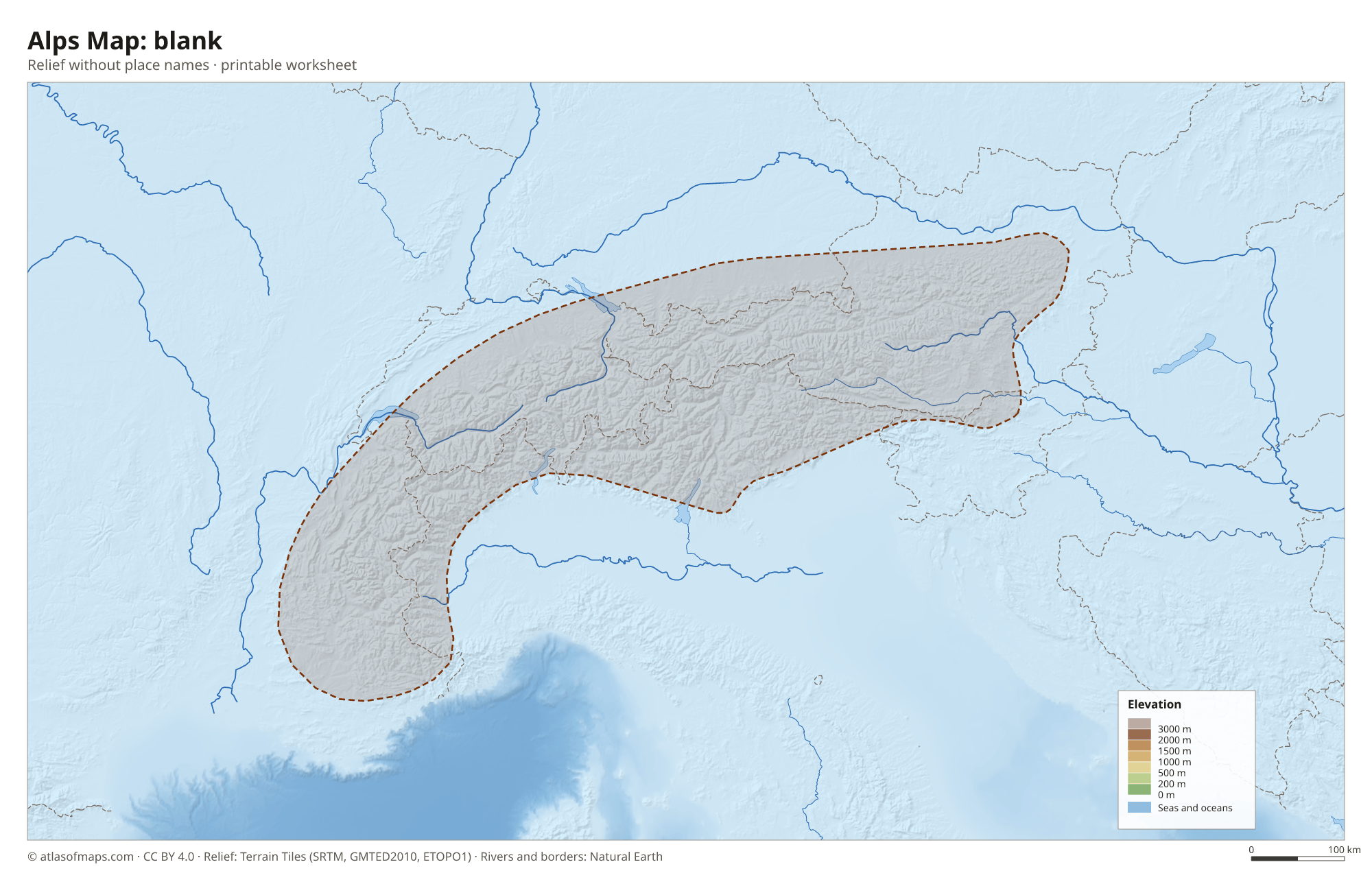 Alps Map without names