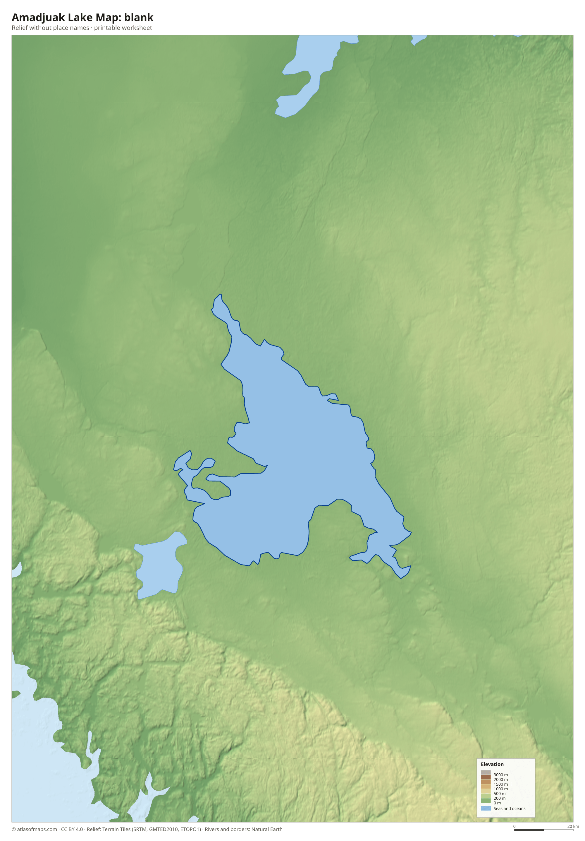 Amadjuak Lake Map without names