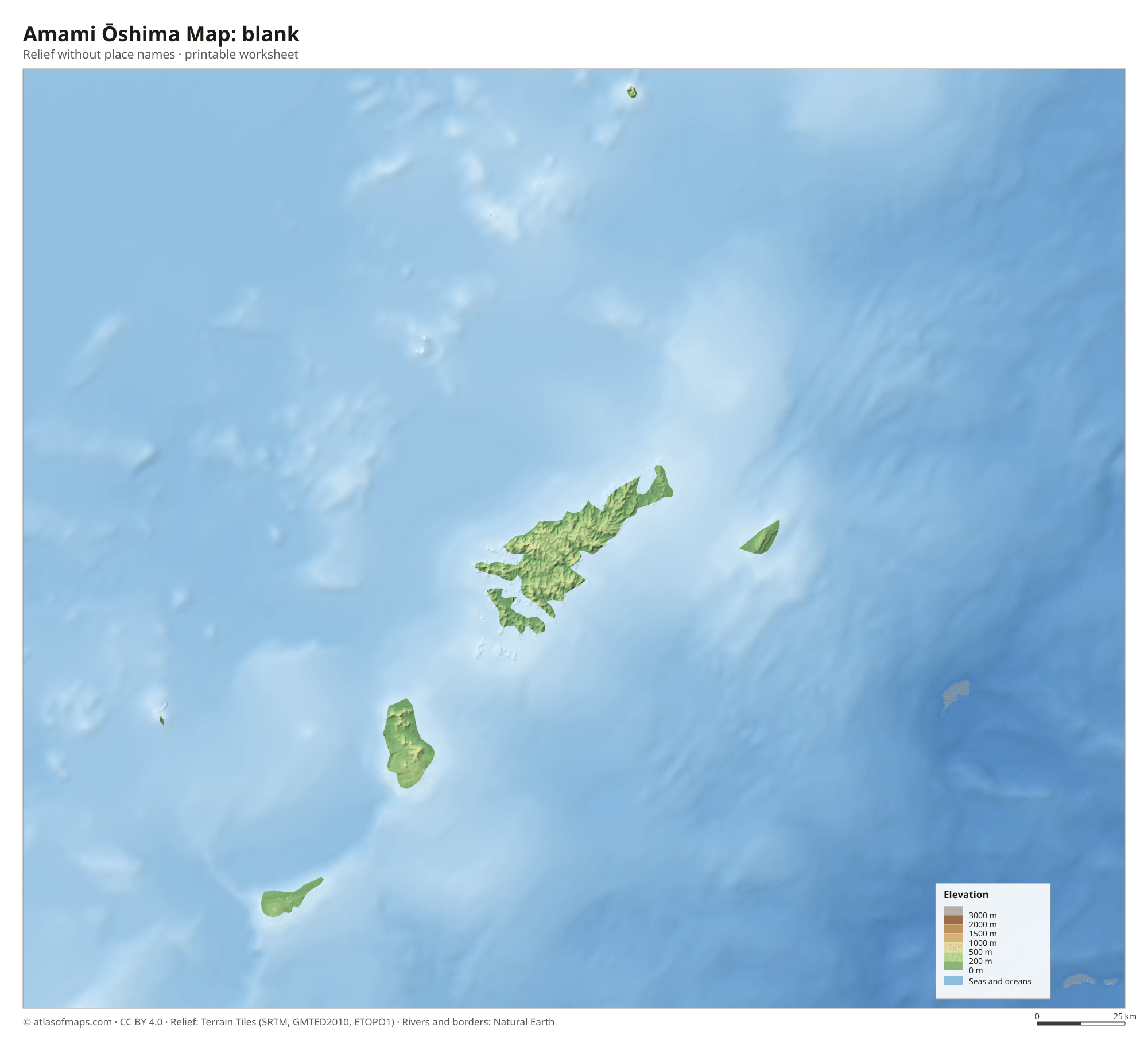 Amami Ōshima Map without names