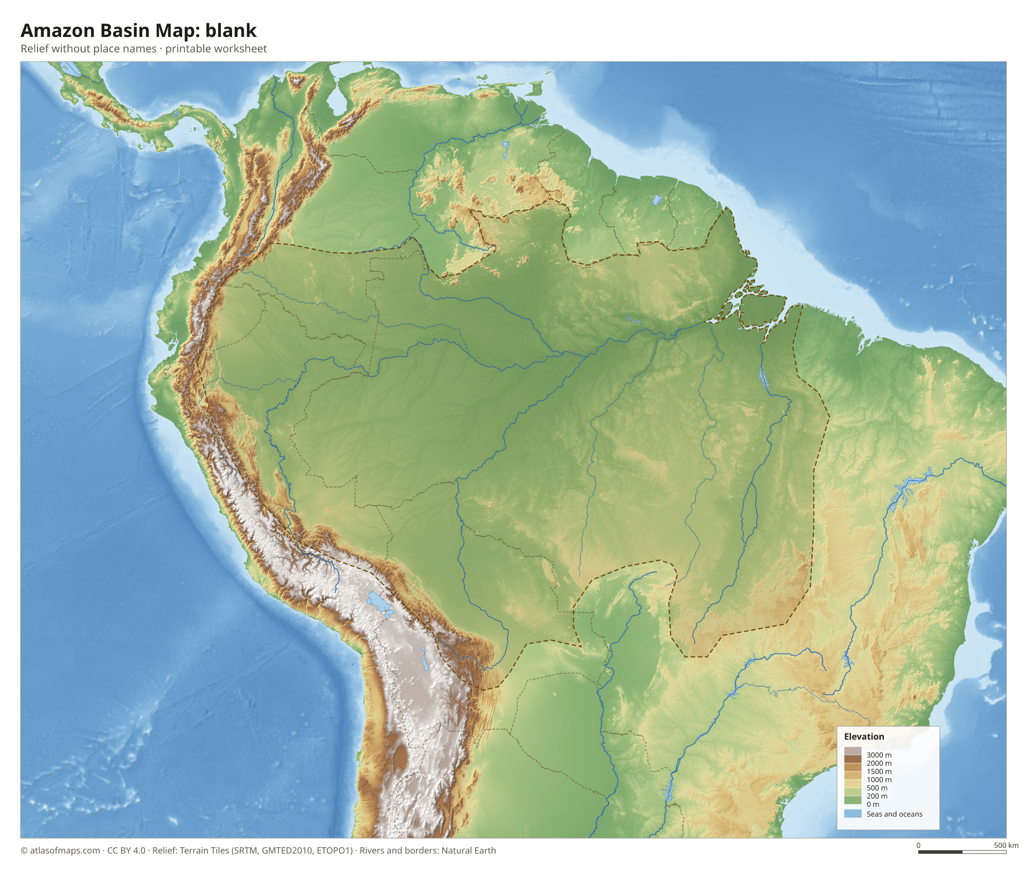 Amazon Basin Map without names