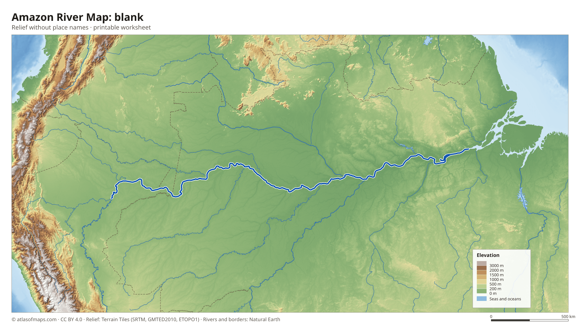 Amazon River Map without names