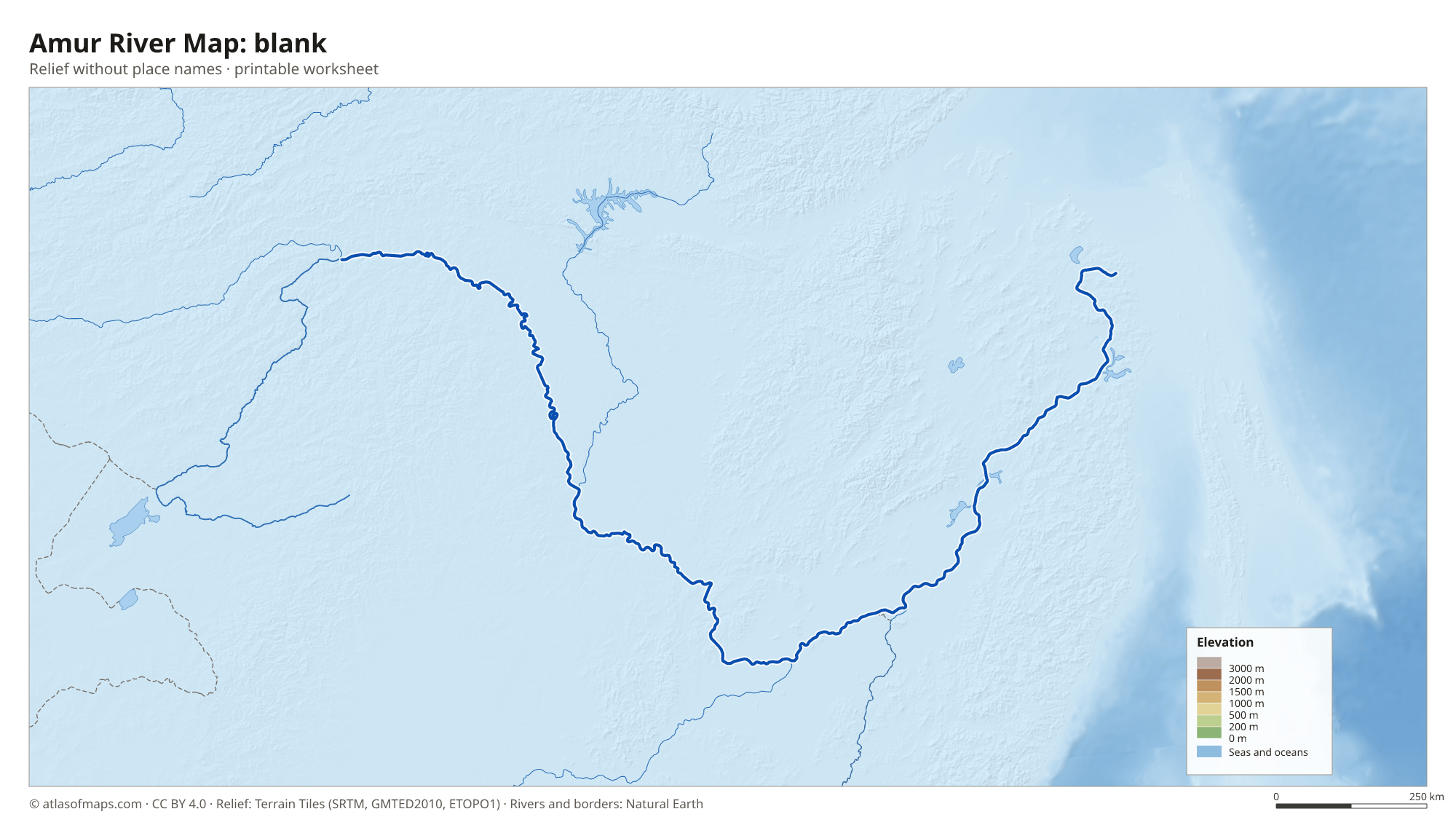 Amur River Map without names
