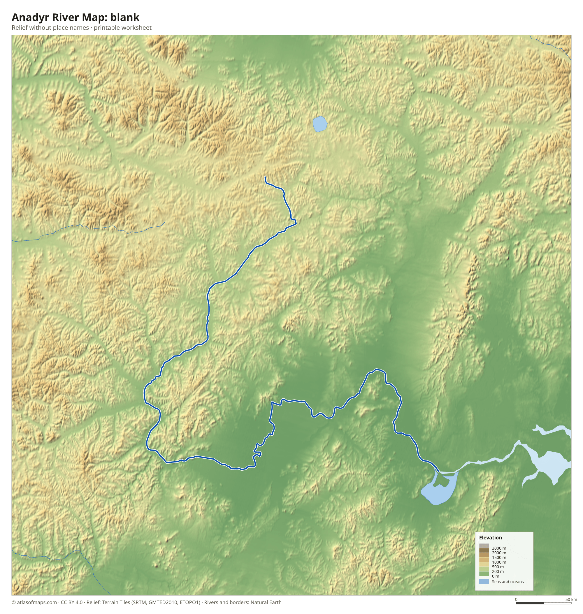 Anadyr River Map without names